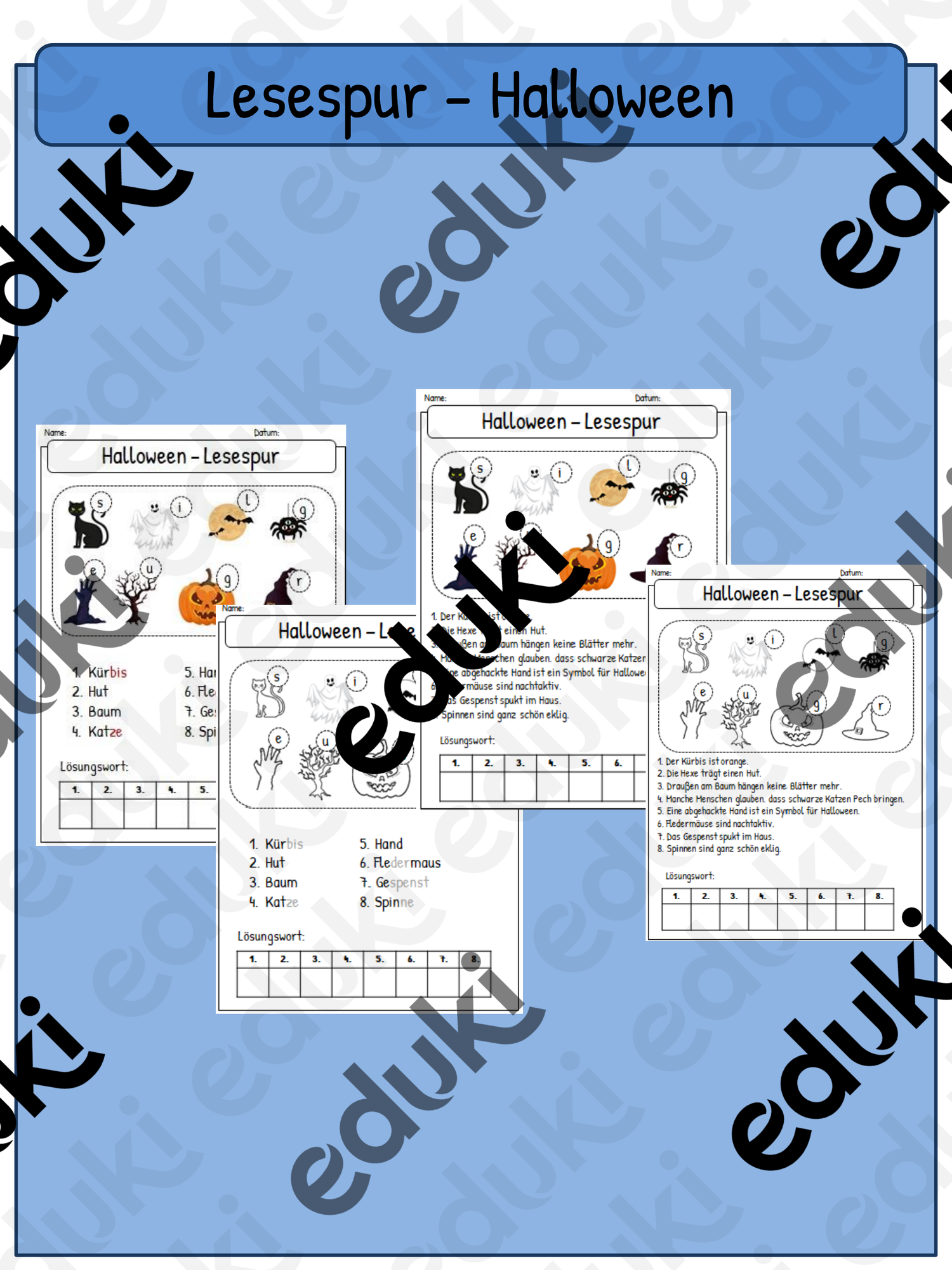 Mini-Lesespur, Halloween, 1. + 2. Klasse – Unterrichtsmaterial im Fach