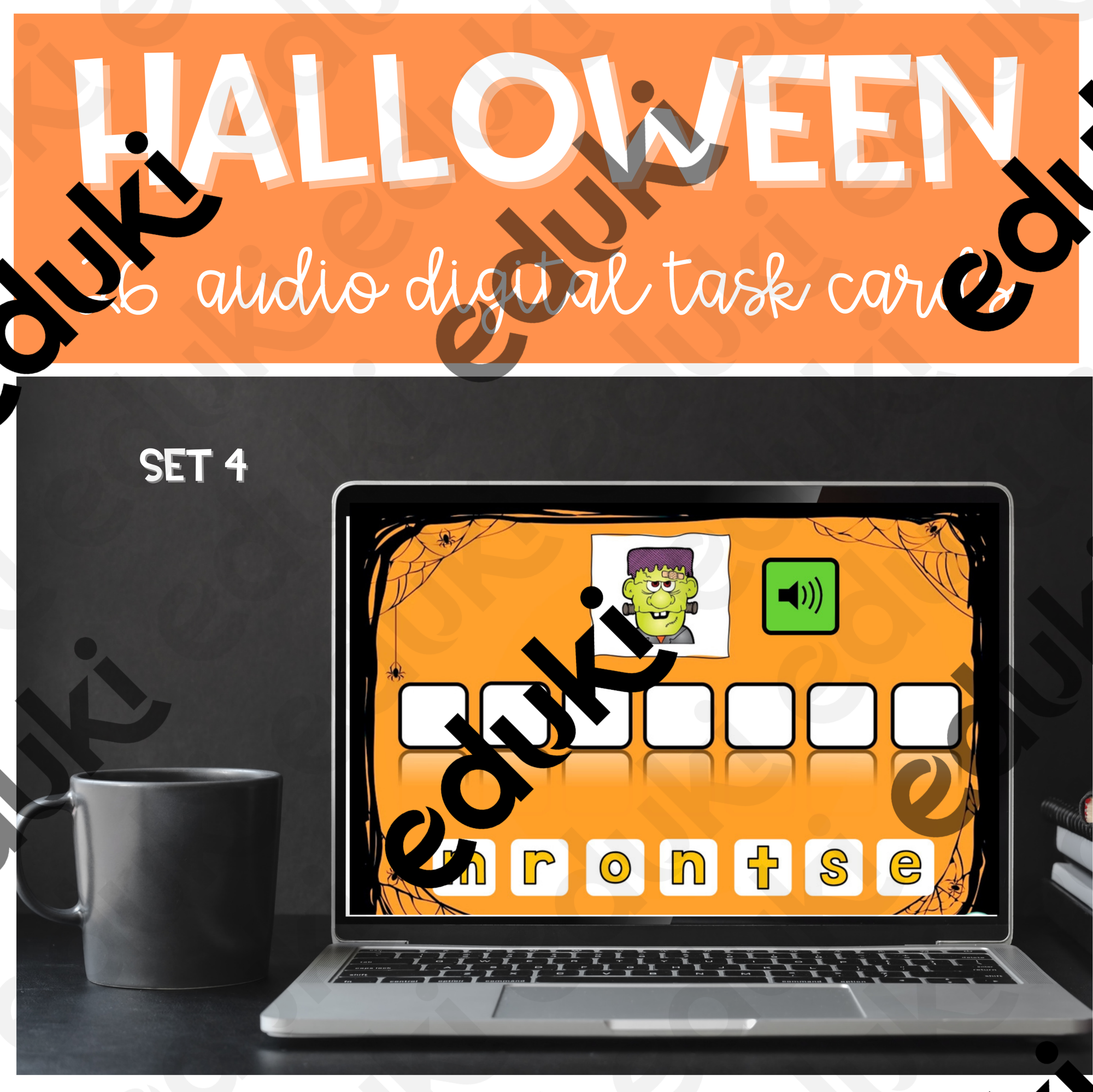 BOOM CARDS Vokabeln Rechtschreibung HALLOWEEN Set 4
