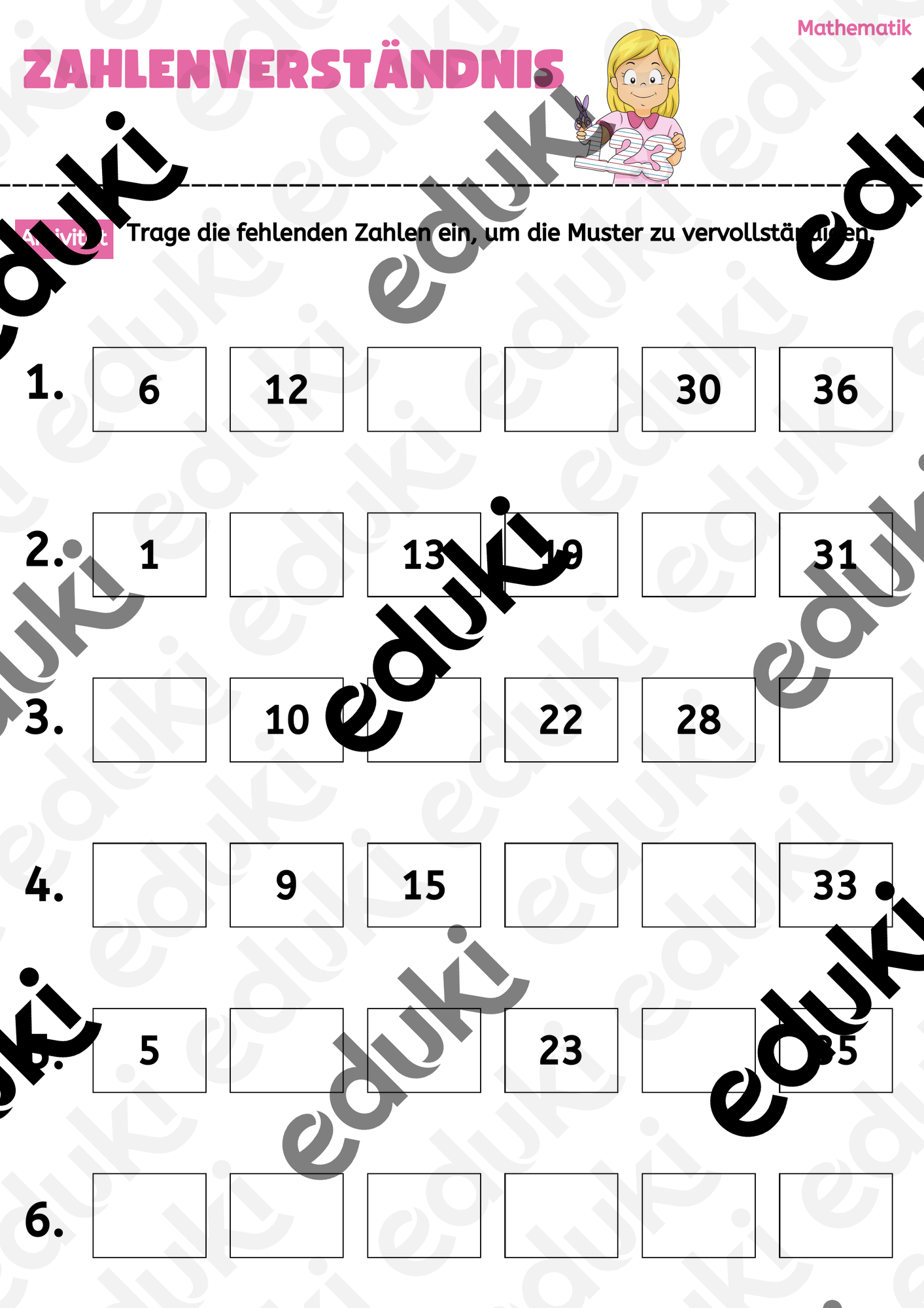 Mathe Klasse 1 und 2 Zahlenverständnis | Muster – Unterrichtsmaterial