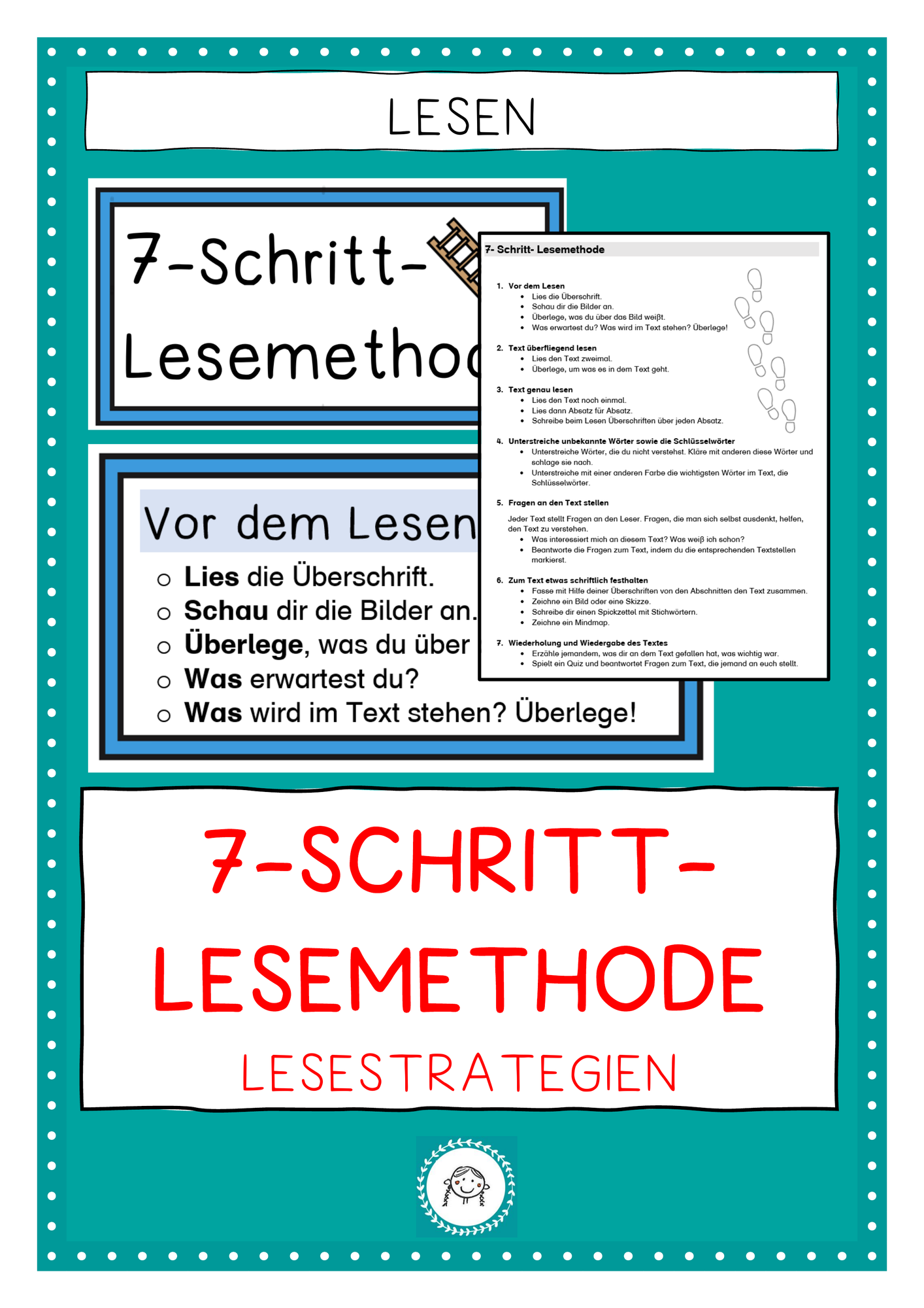7- Schritt- Lesemethode. Texte knacken – Unterrichtsmaterial im Fach