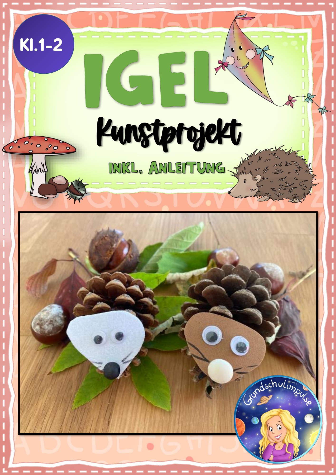 Tannenzapfen Igel - Kunstprojekt (Klasse 1-2) – Unterrichtsmaterial im ...