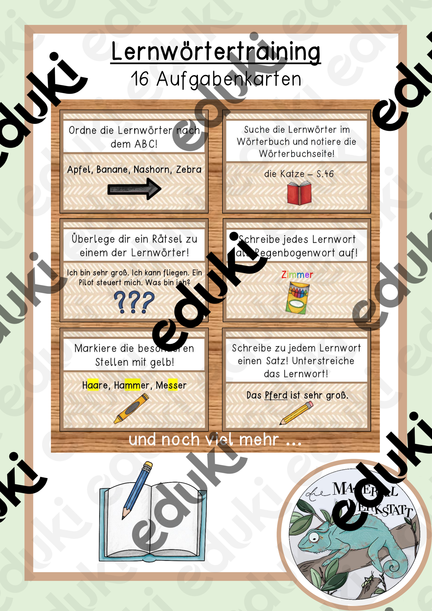 Lernwörtertraining - Aufgabenkarten – Unterrichtsmaterial im Fach Deutsch