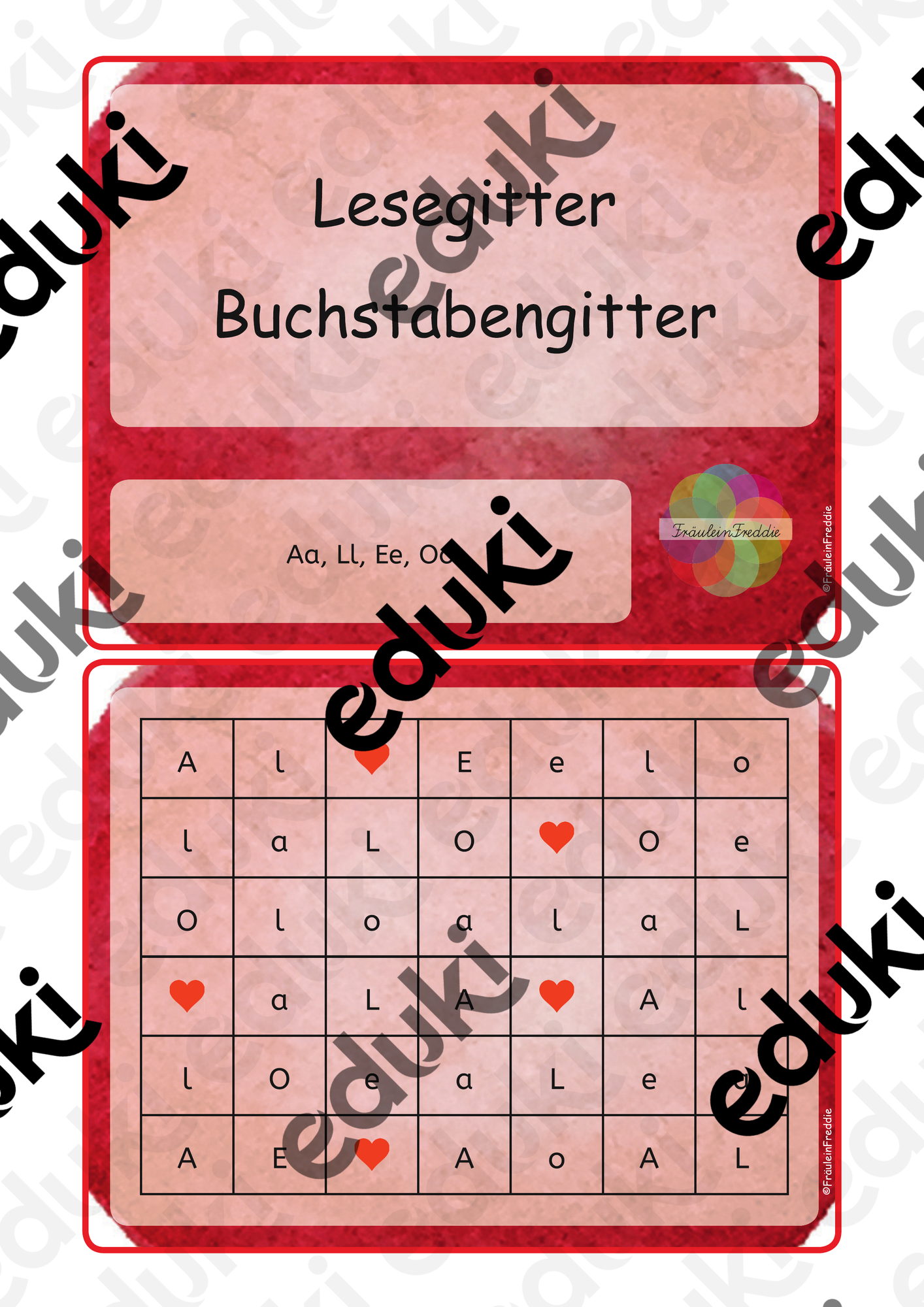 Lesegitter Buchstabengitter BiSS – Unterrichtsmaterial im Fach Deutsch