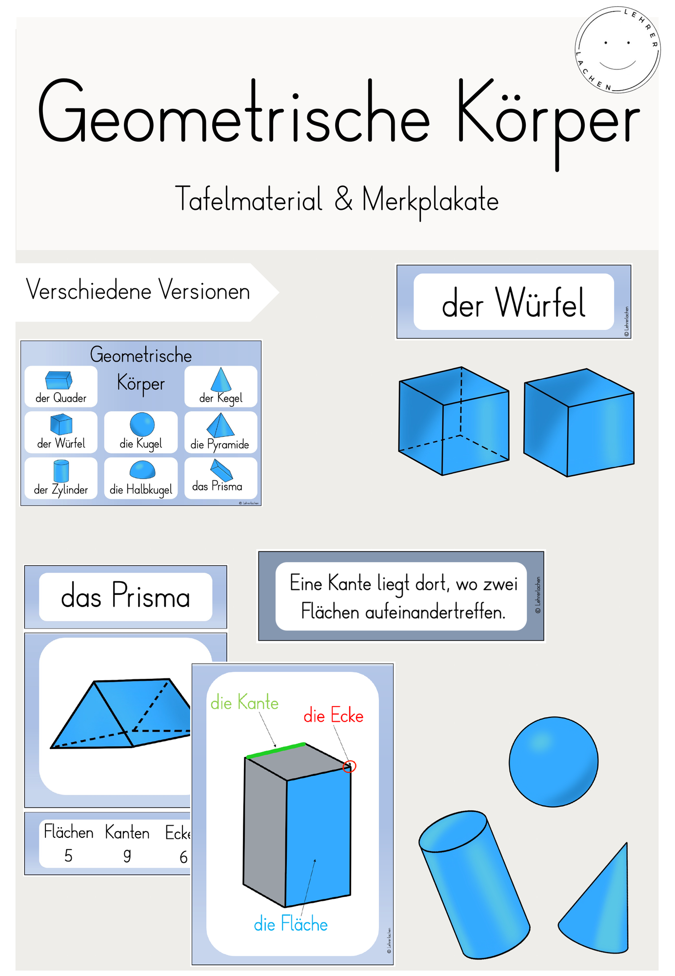 Geometrische Körper - Tafelmaterial und Merkplakate ...