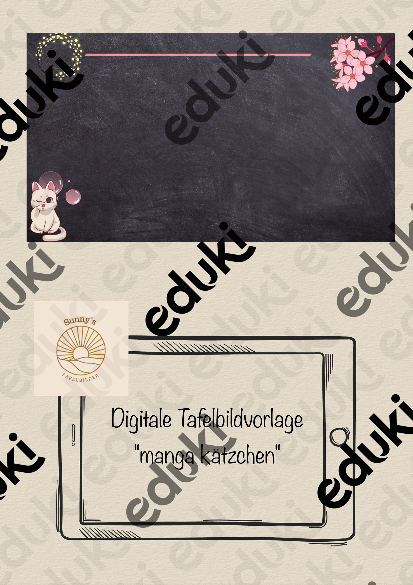 Tafelbild Vorlage digital Goodnotes "Mangakätzchen