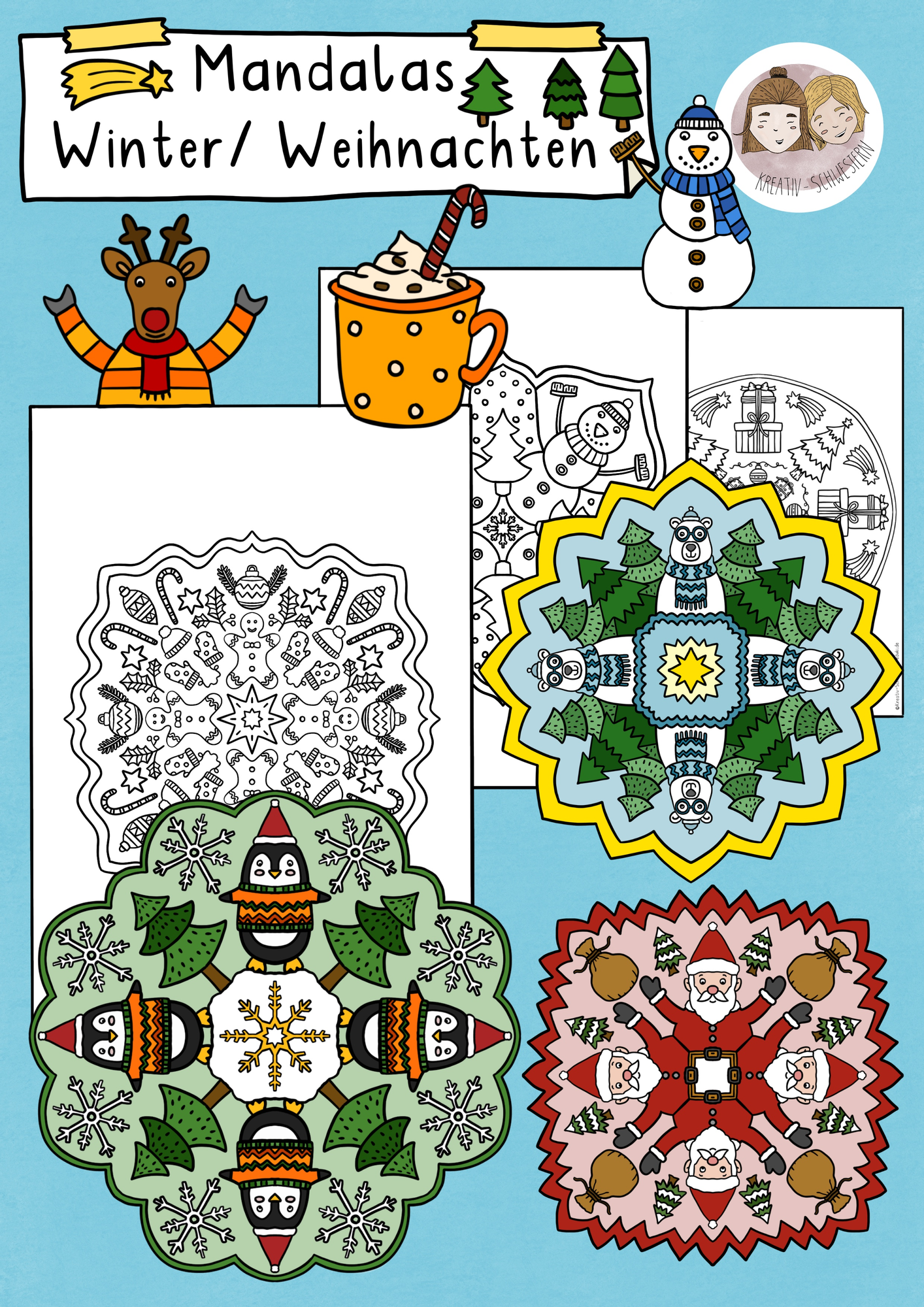 Winter Mandalas, Weihnachten Ausmalbilder, Ausmalbilder Winter