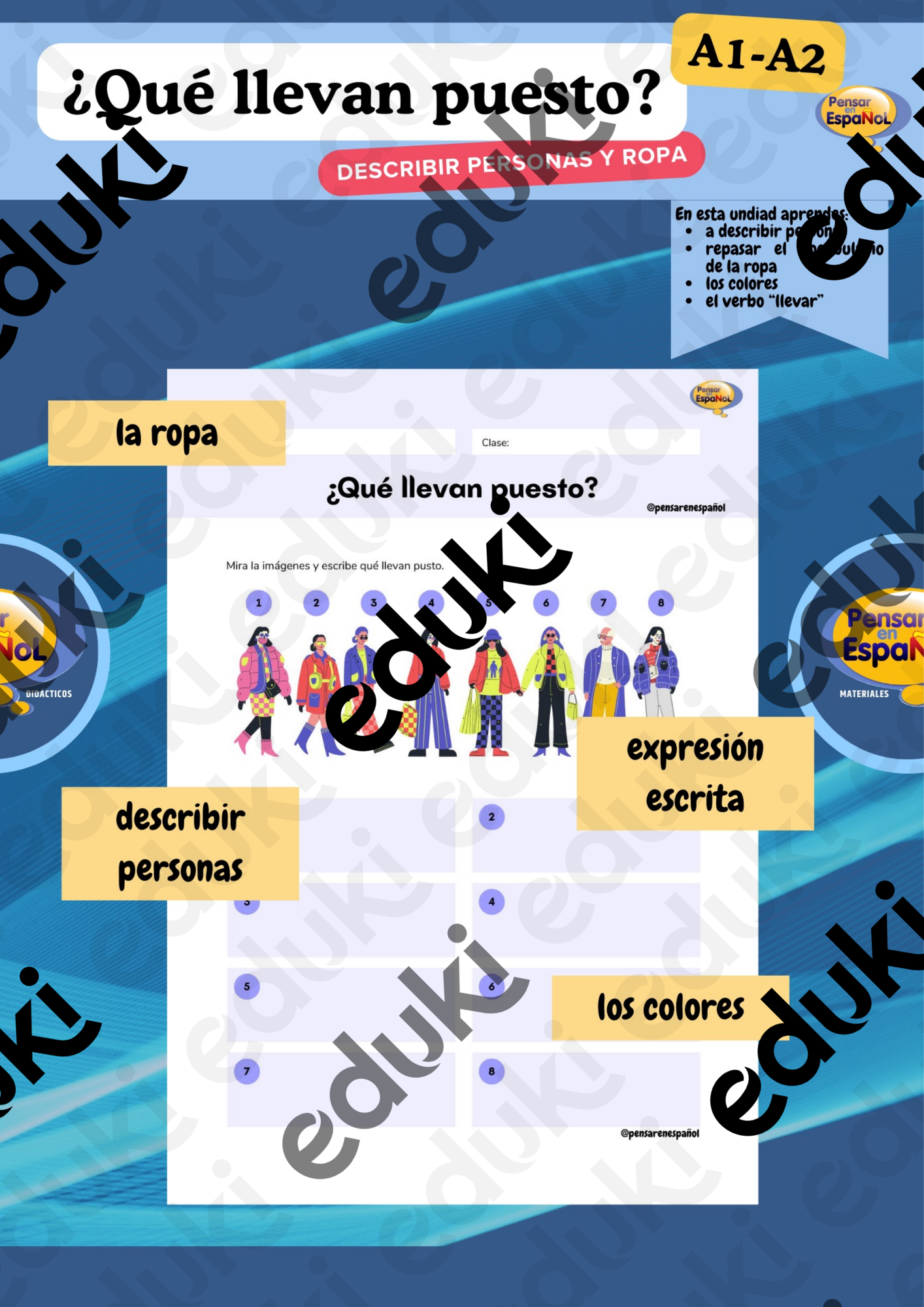 Qué llevan puesto? Español ELE La ropa Descripción