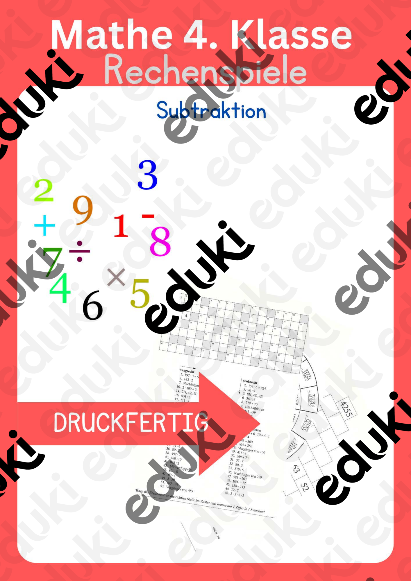 Mathe 4 Klasse Rechenspiele Subtraktion – Unterrichtsmaterial im Fach