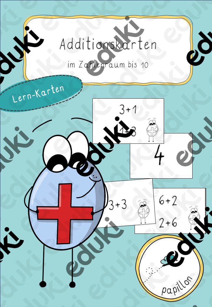 Lernkarten Addition bis 10 – Unterrichtsmaterial im Fach Mathematik