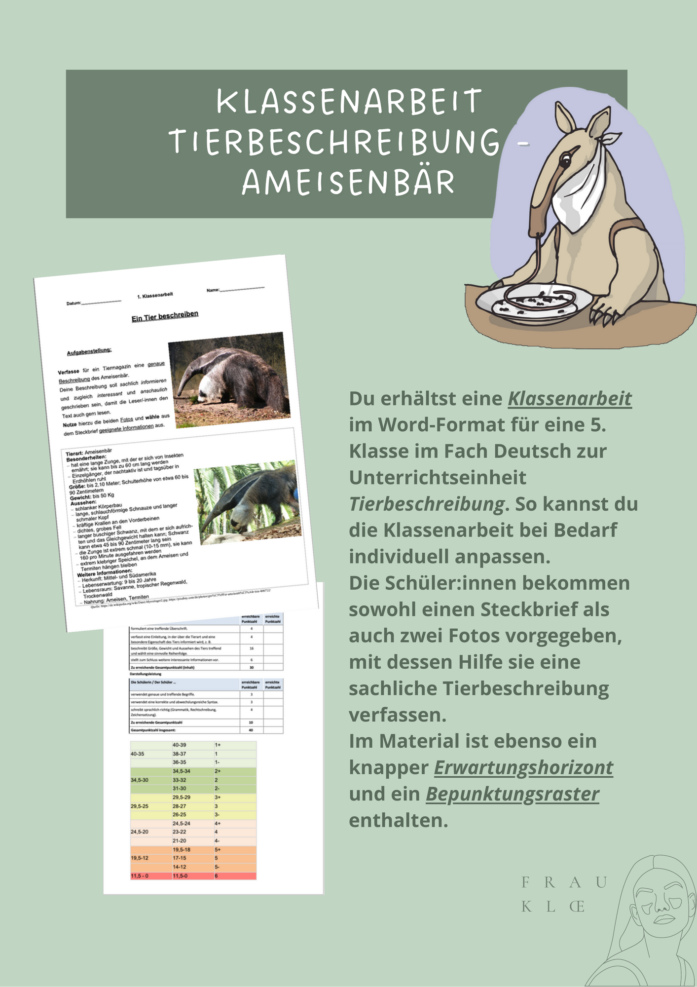 tierbeschreibung klasse 5 muster kostenlos