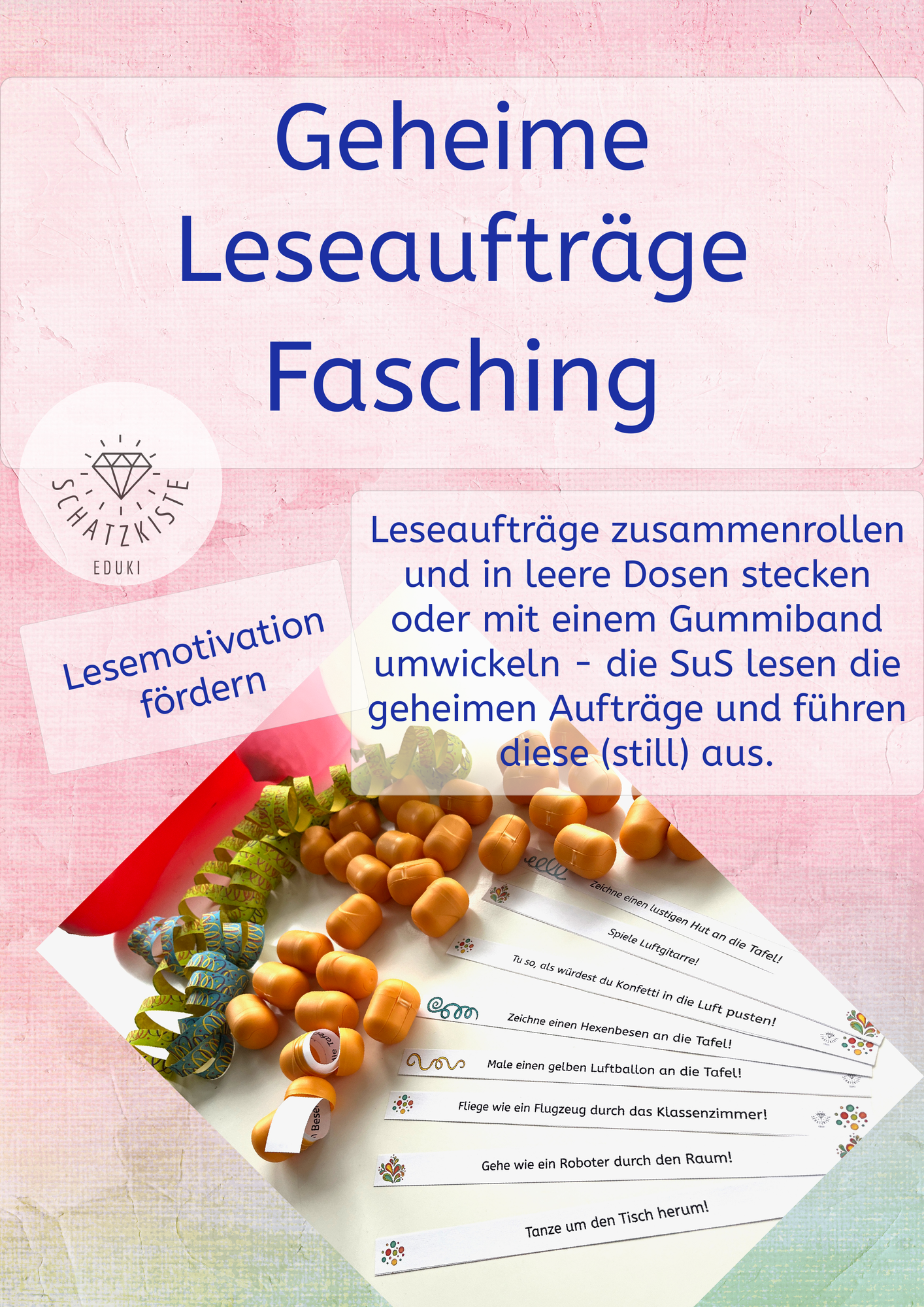 Geheime Leseaufträge - Fasching, Karneval - Lesemotivation