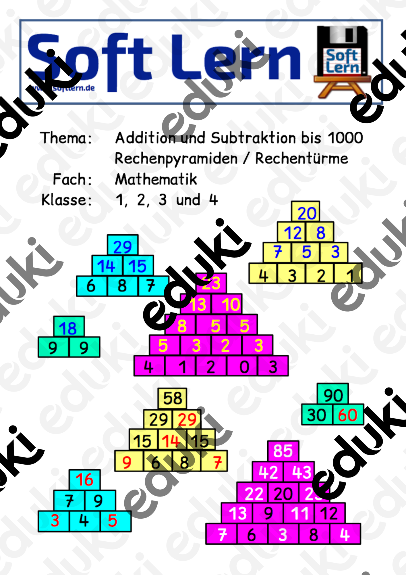 Rechenpyramiden – Unterrichtsmaterial im Fach Mathematik