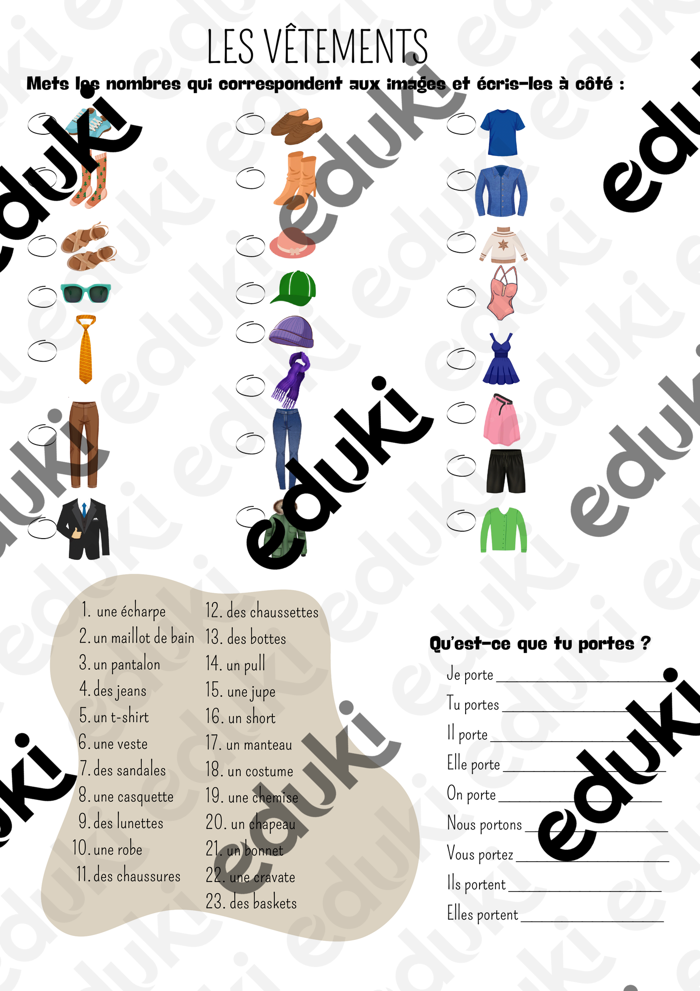 FICHE LES VÊTEMENTS material de la siguiente asignatura Francés