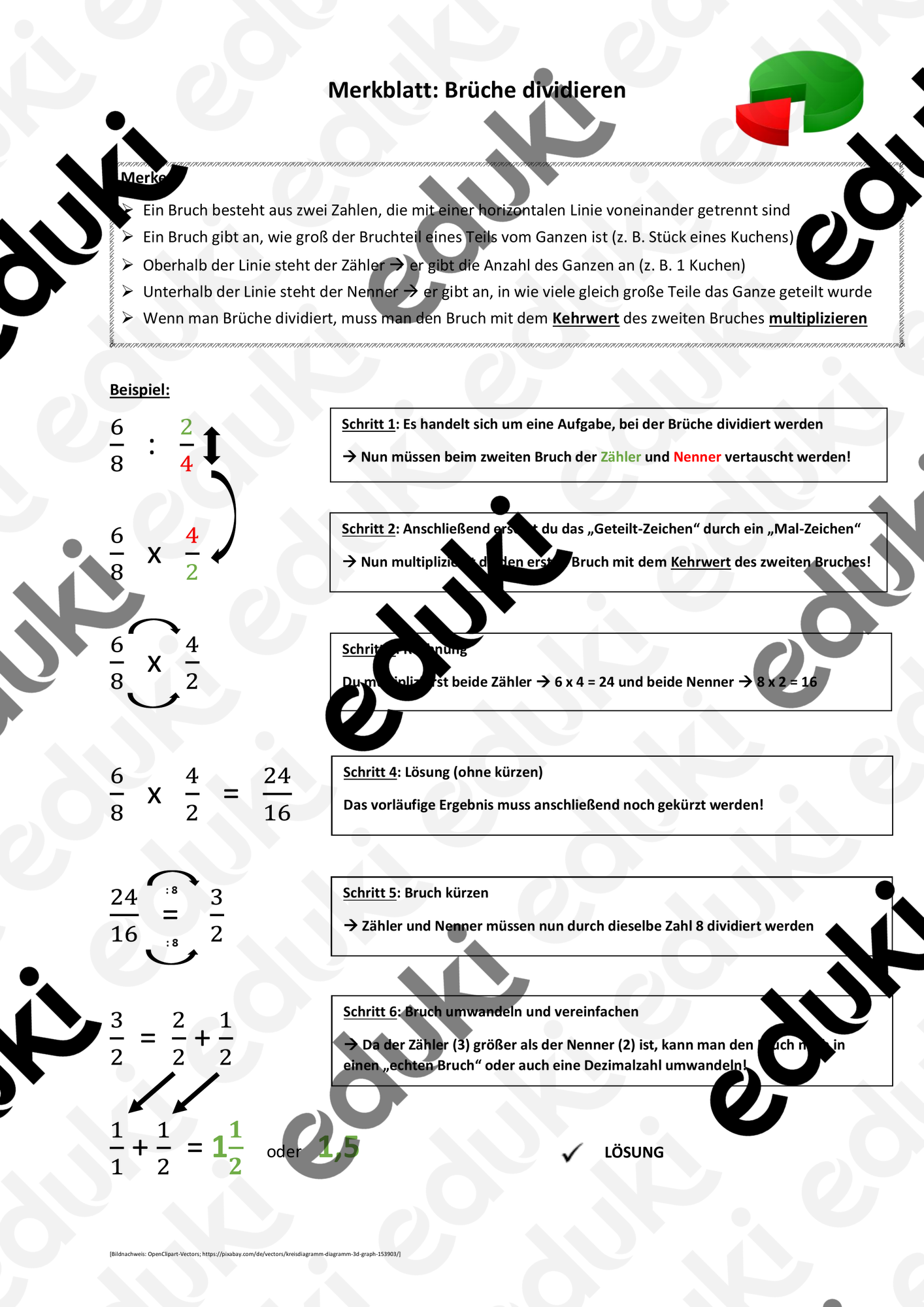 Merkblatt Mathe: Brüche dividieren (Bruchrechnung