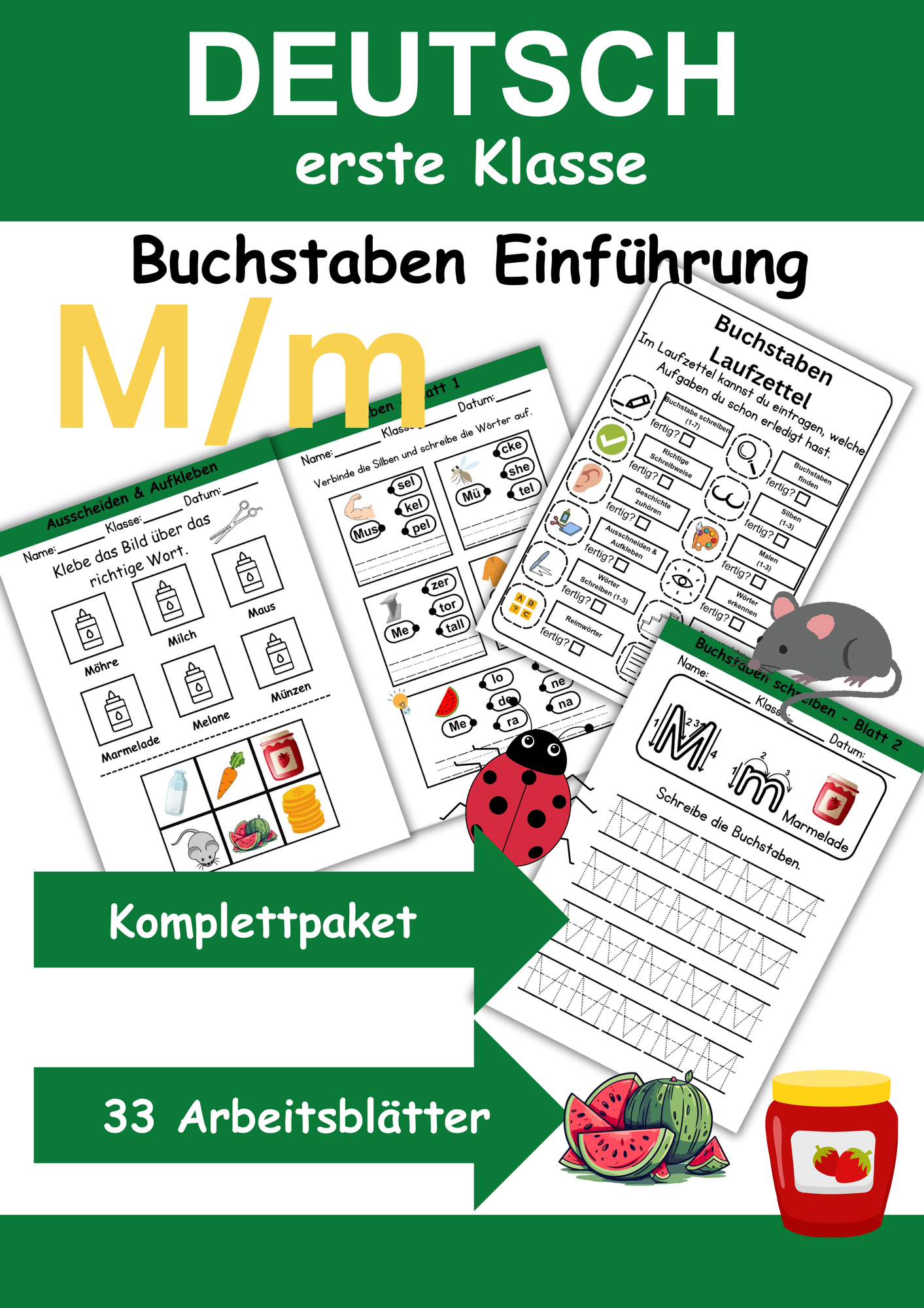 Buchstabeneinführung 1. Klasse - Buchstabe M/m - Grundschrift