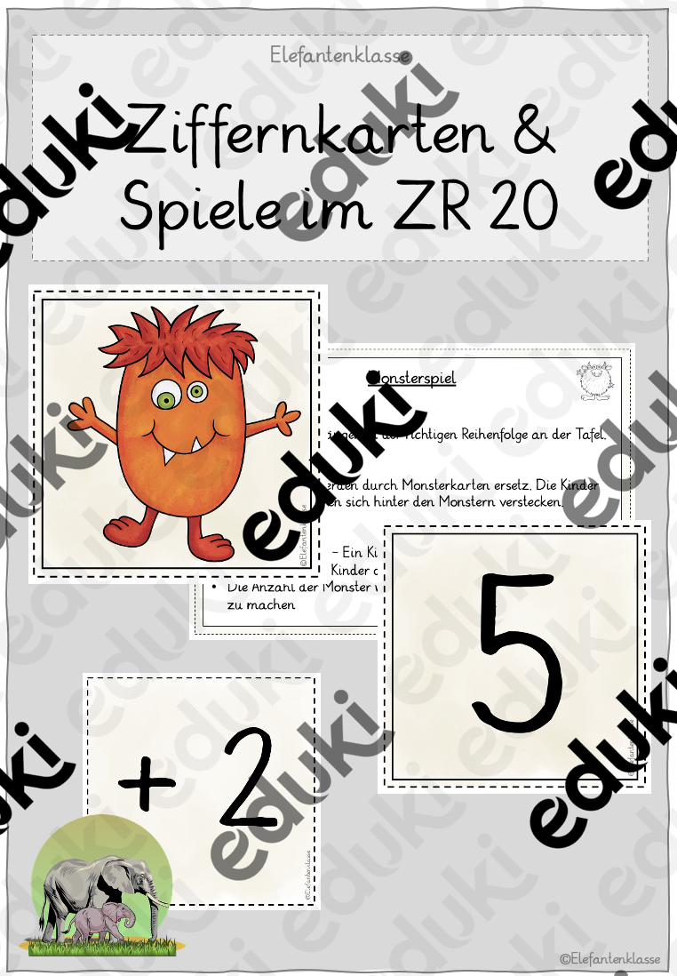 Spiele im Zahlenraum bis 20 (Tafelspiele, Ziffernkarten