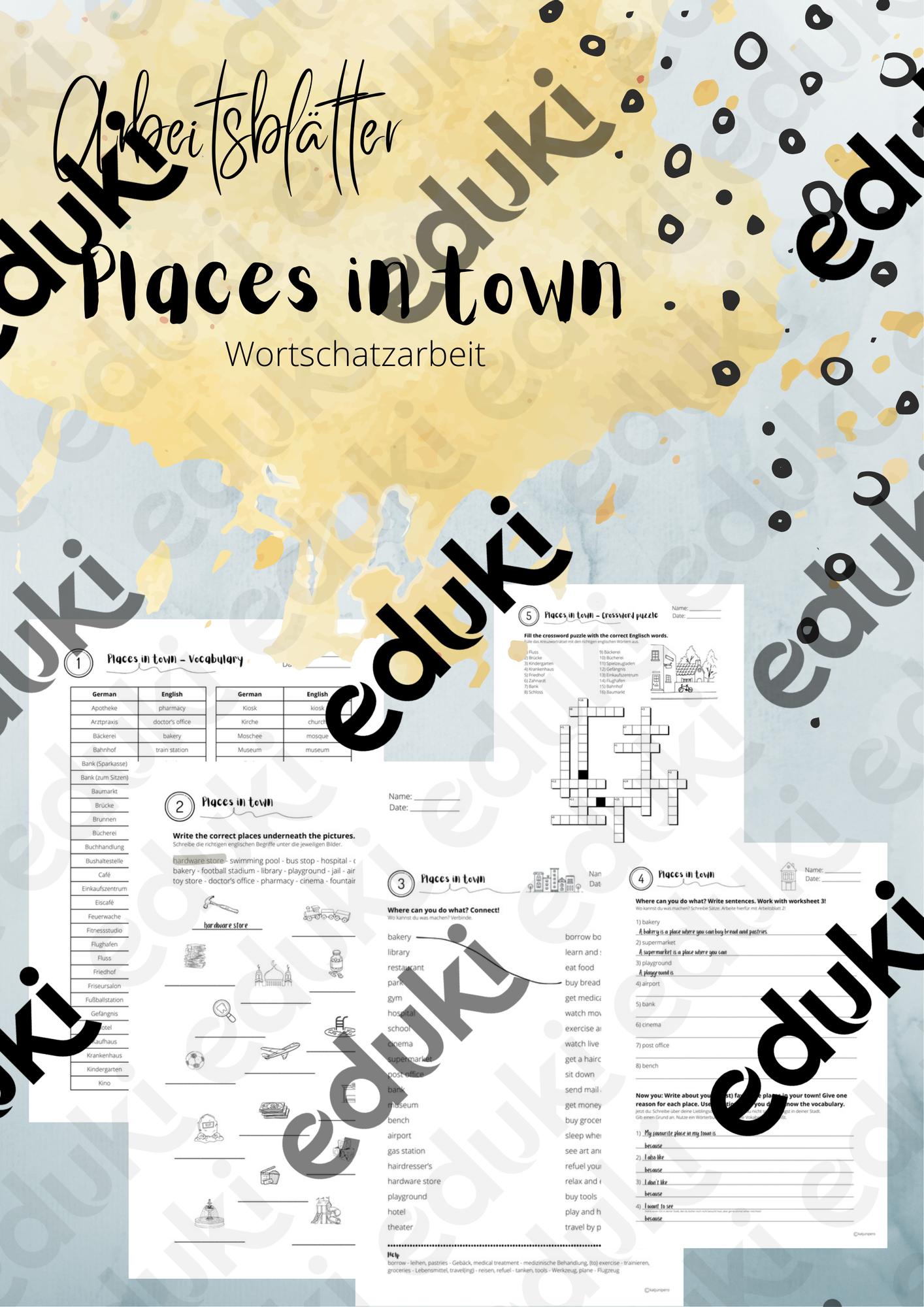 Places in town - Lerntheke - Stadt Gebäude Englisch ...