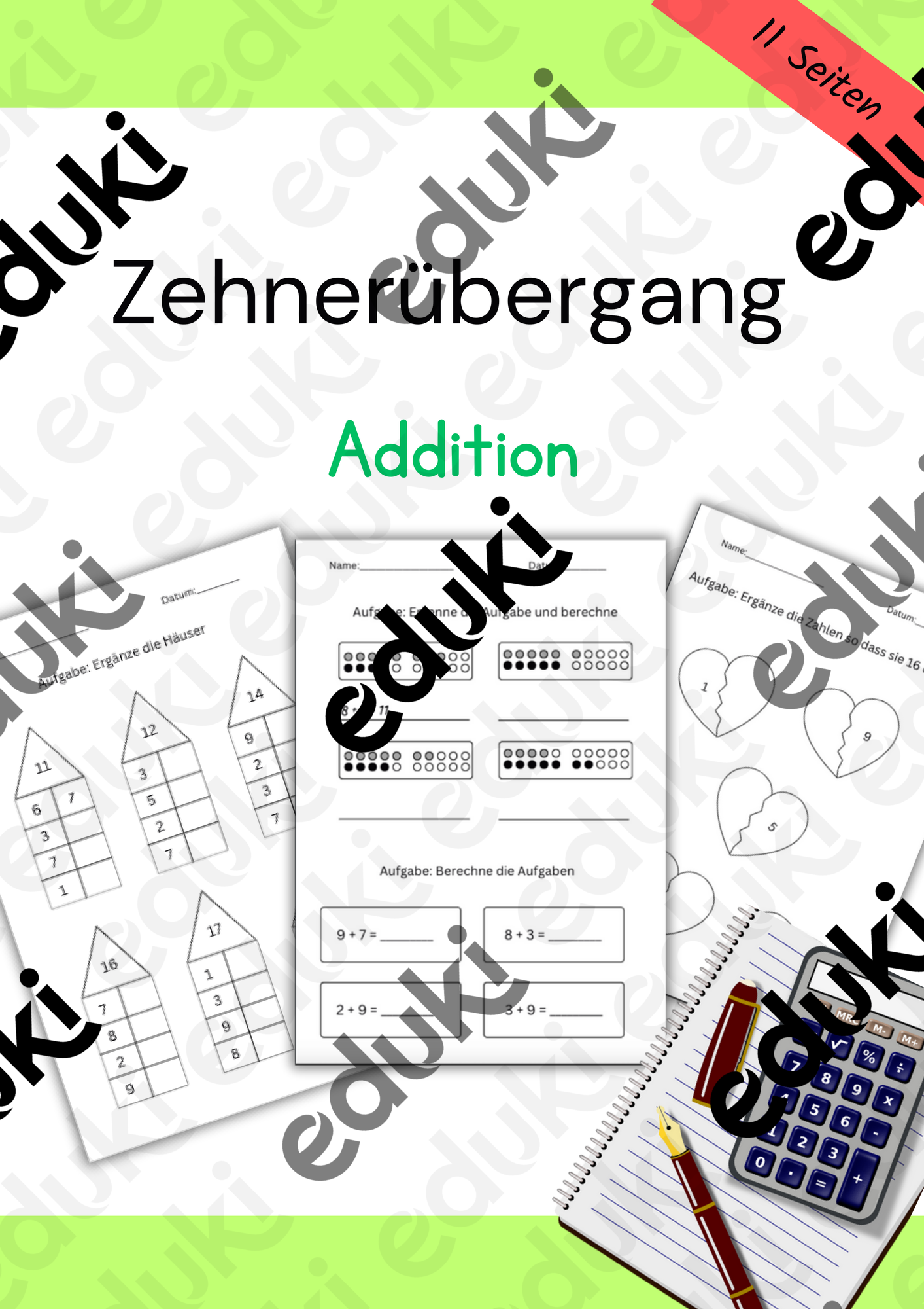 Mathe 1. Klasse Grundschule - Addition Zehnerübergang