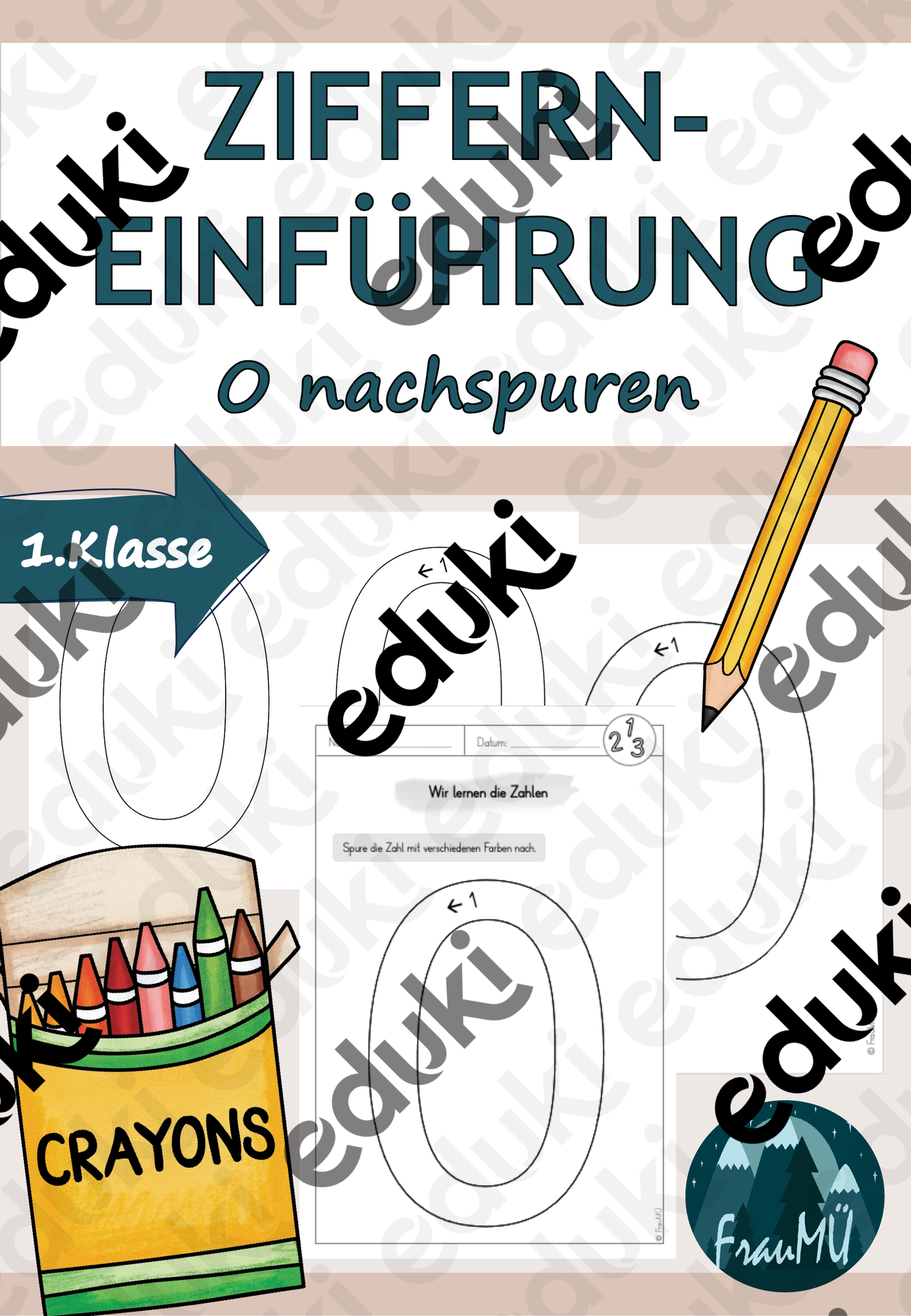 1.Klasse Zahleneinführung: Zahlen nachspuren 0 – Unterrichtsmaterial im