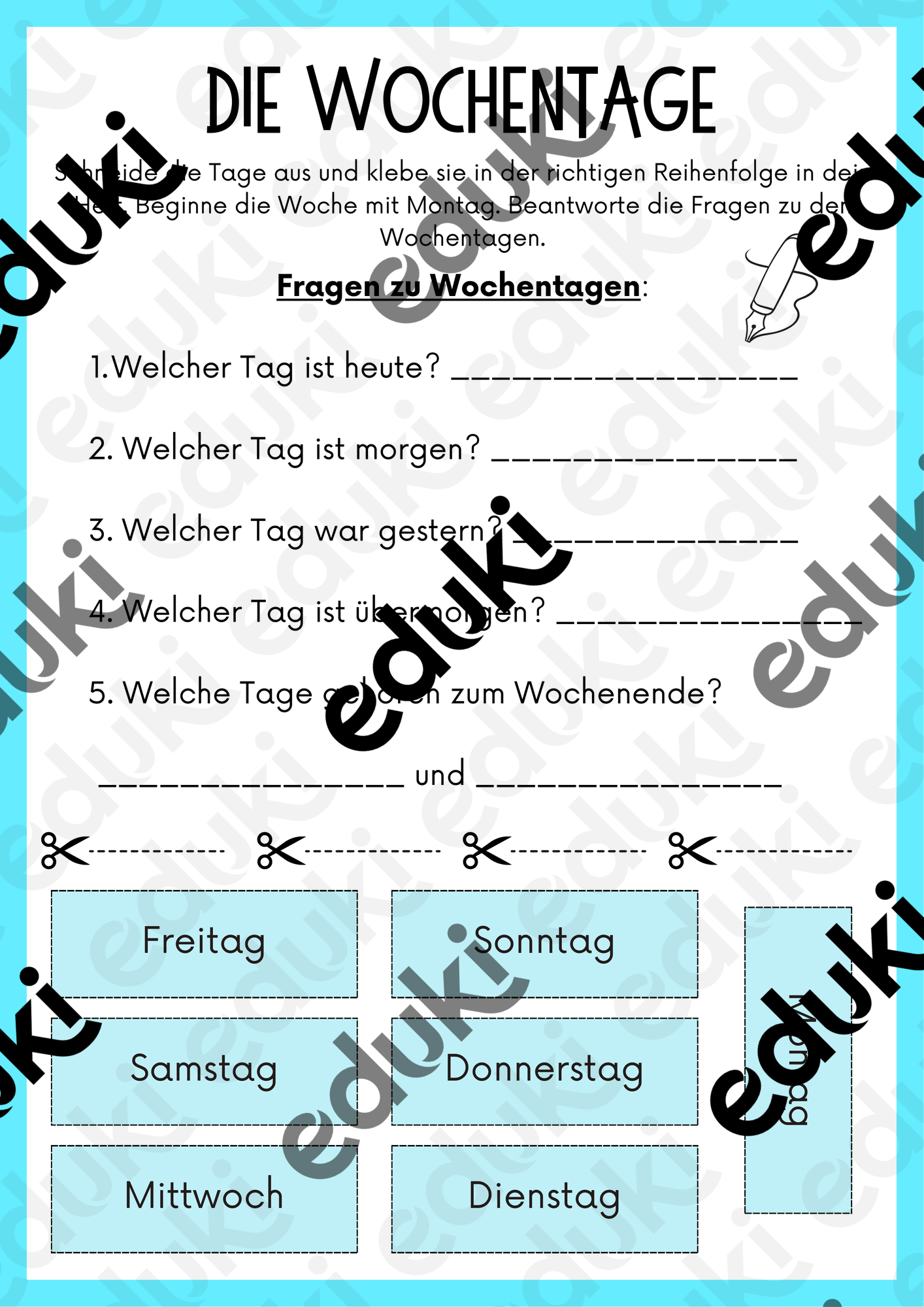 Die Wochentage DaZ – Unterrichtsmaterial im Fach DaZ/DaF