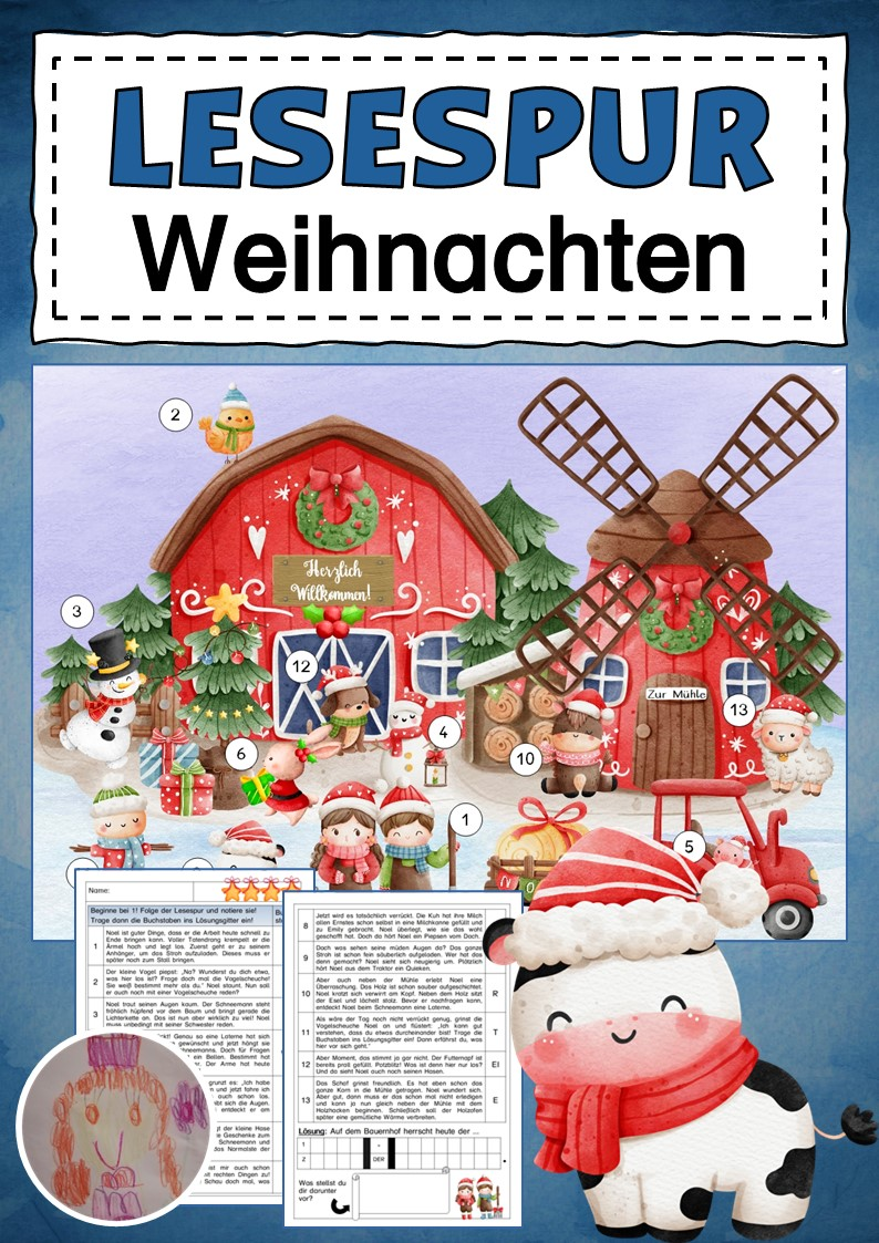 Lesespurgeschichte: Weihnachten auf dem Bauernhof – Unterrichtsmaterial