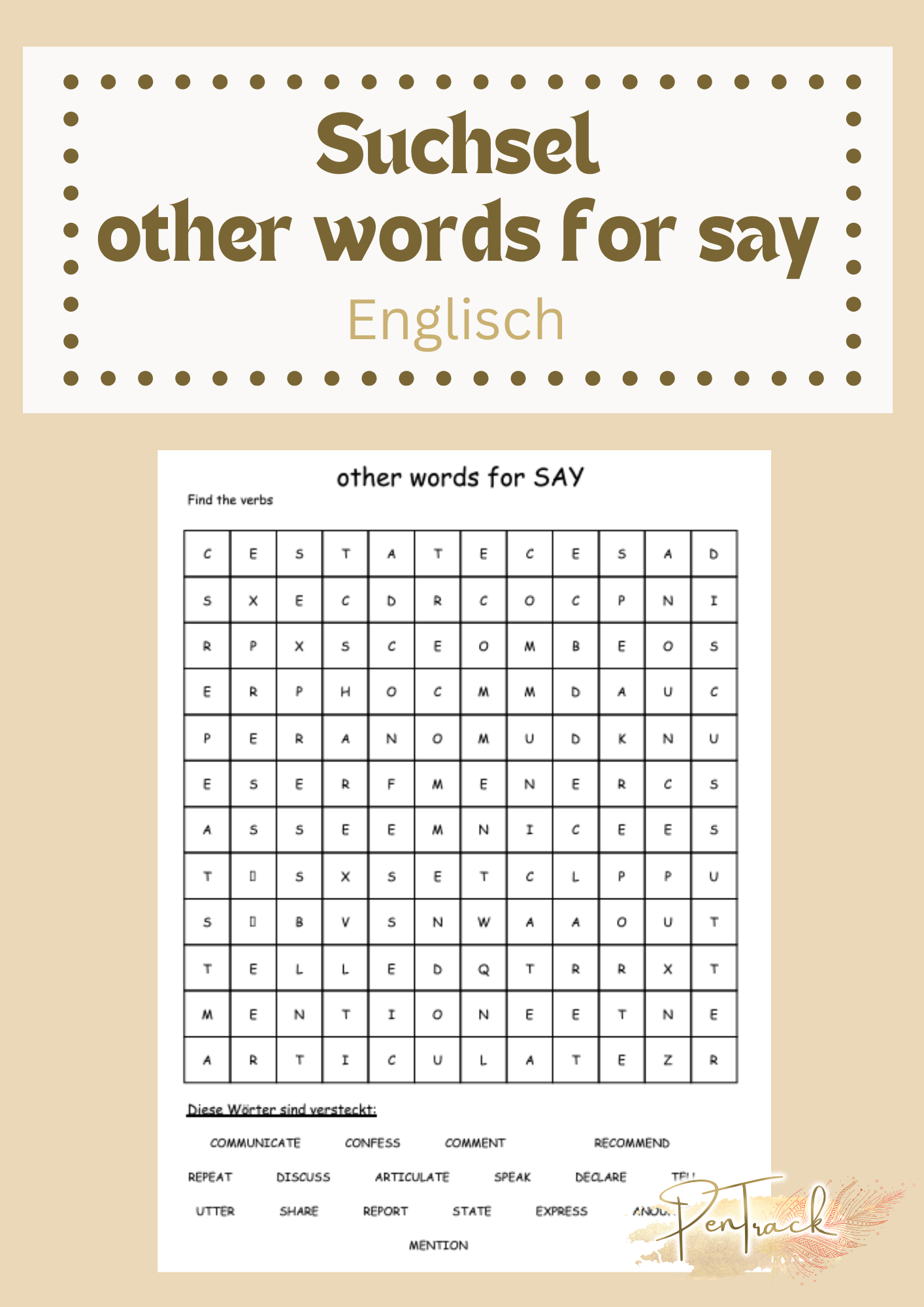 SAY Verb English: Suchsel other words for say – Unterrichtsmaterial im