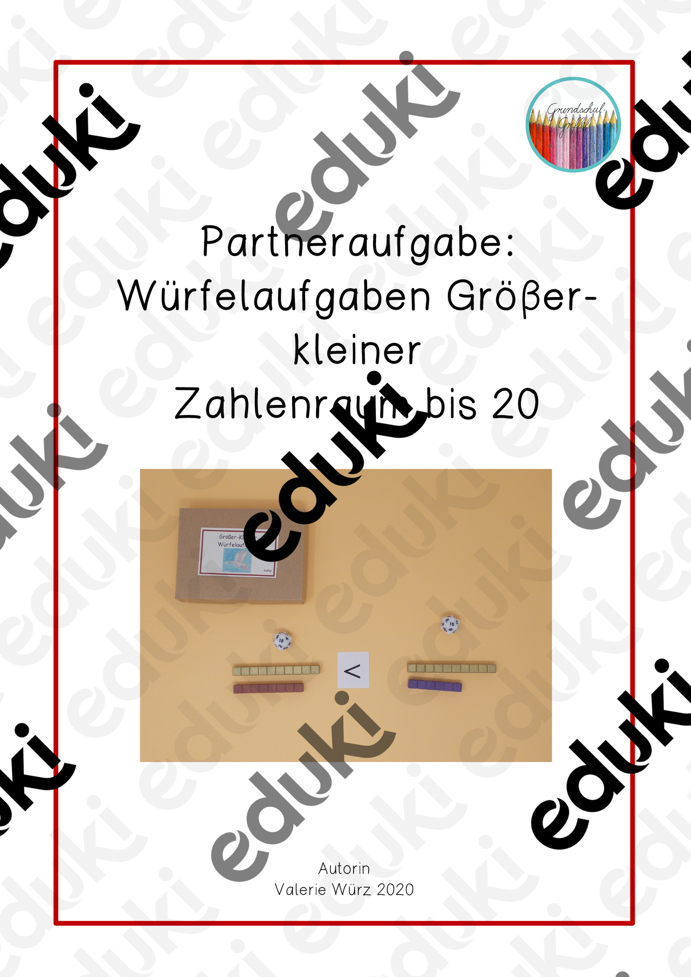 Lernspiel: Würfelaufgaben Größer-Kleiner-im Zahlenraum bis 20