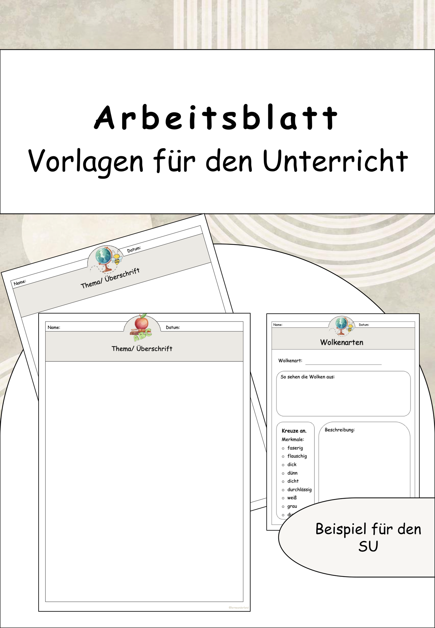 Vorlage für Arbeitsblätter (beschreibbar) – Unterrichtsmaterial in den
