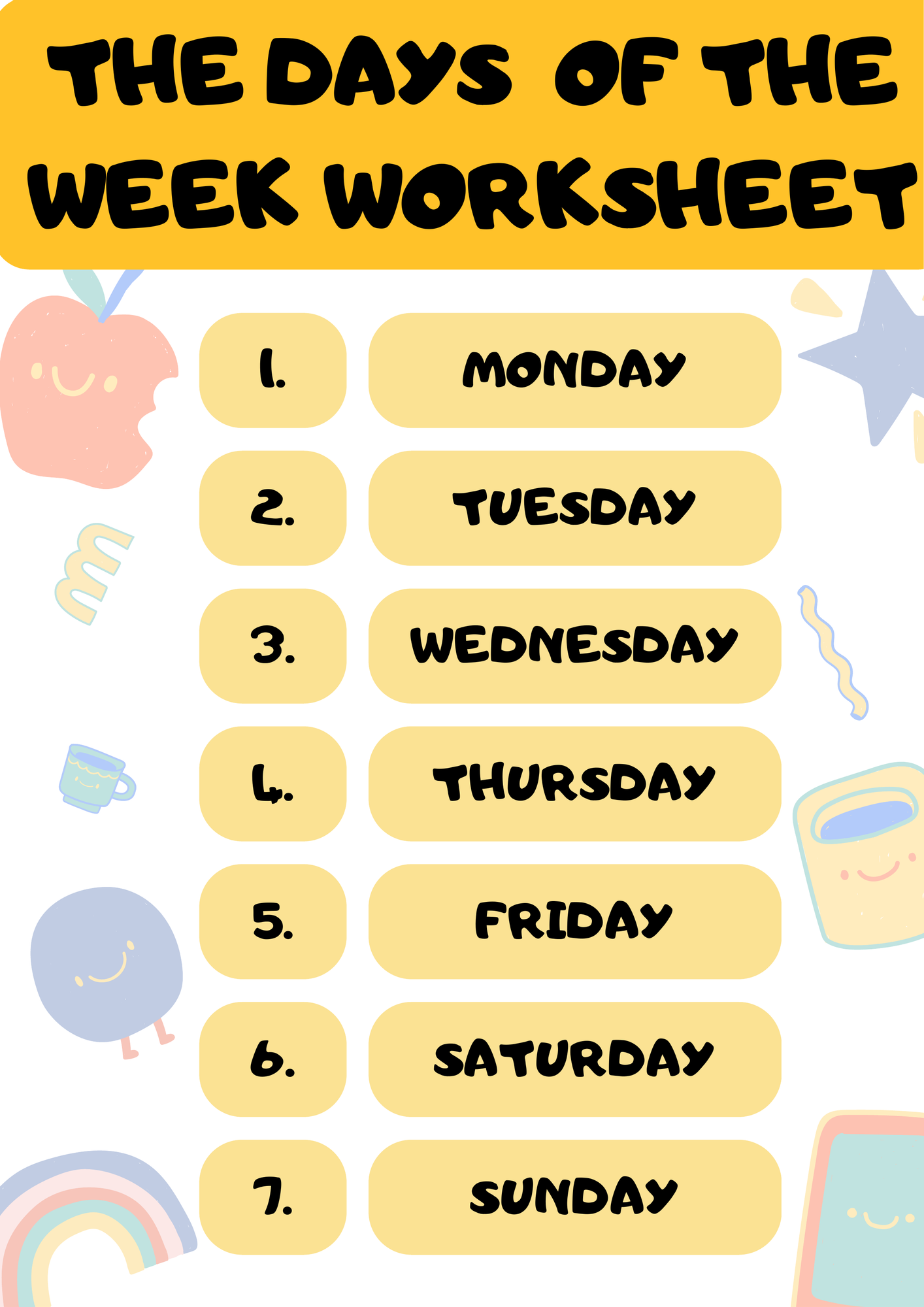 The Days of the Week in English Worksheet – Unterrichtsmaterial in den ...