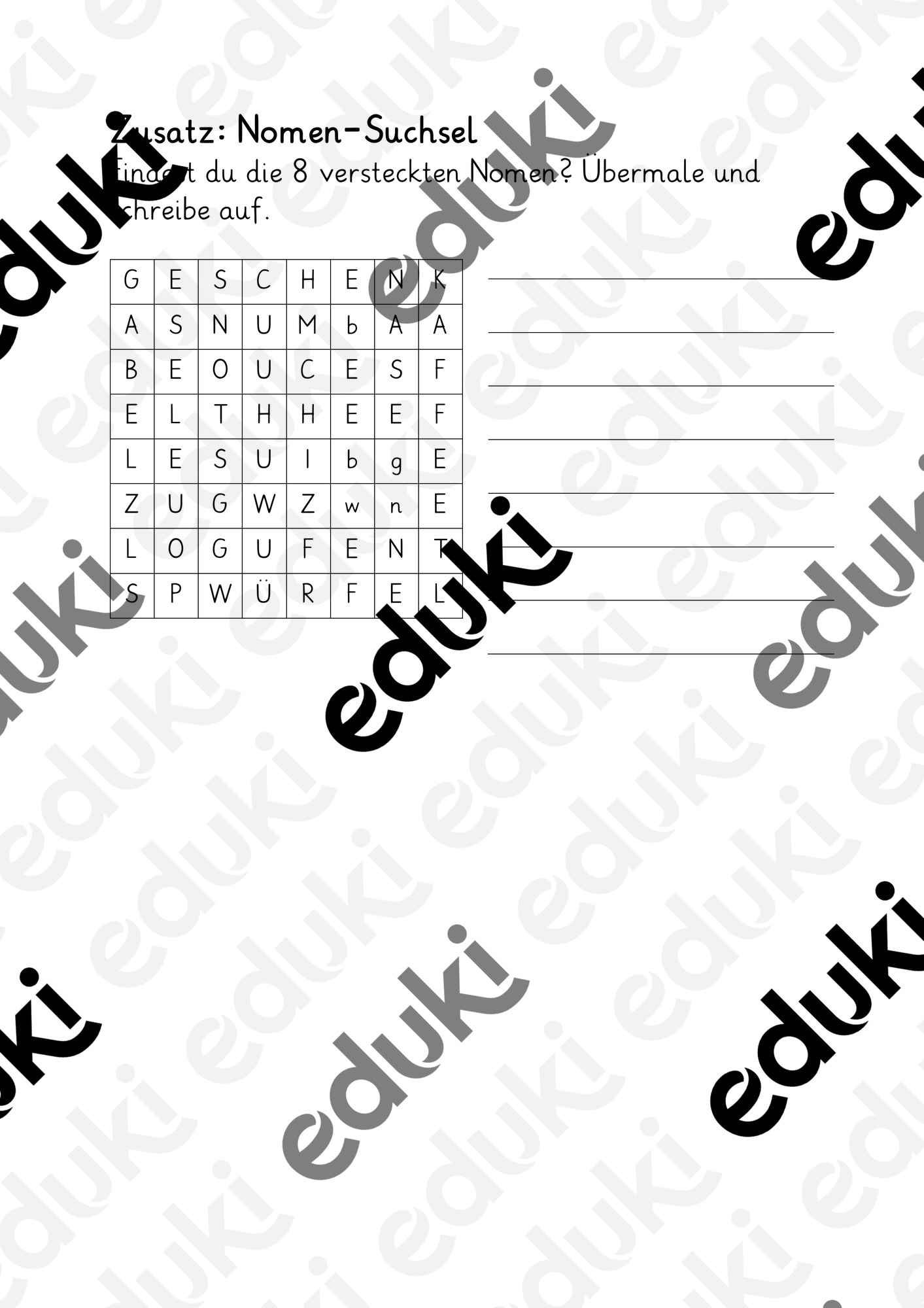 Nomensuchsel – Unterrichtsmaterial im Fach Deutsch