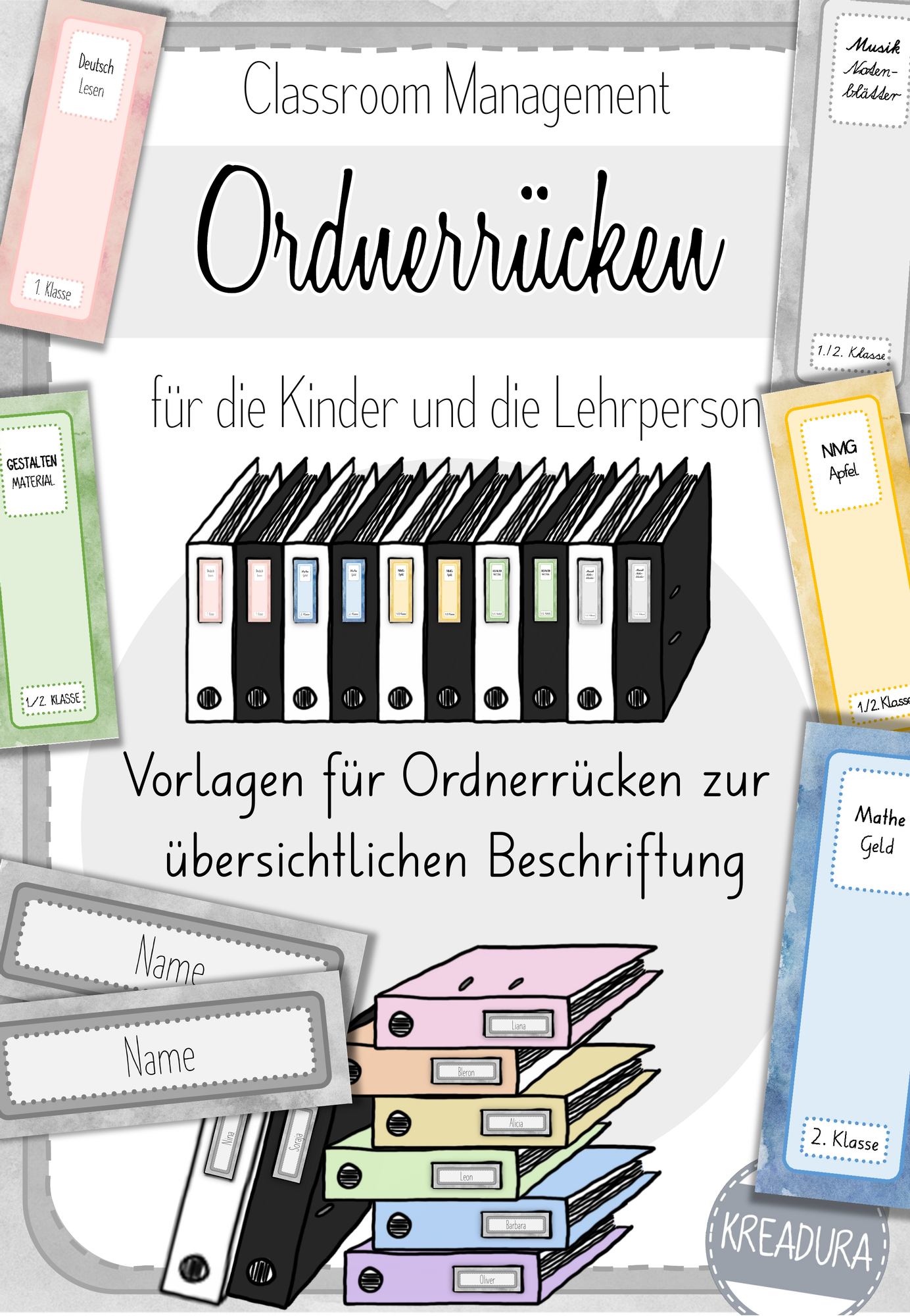 Ordnerrücken Etiketten Vorlagen - Word Dokument - Ordner Beschriftung