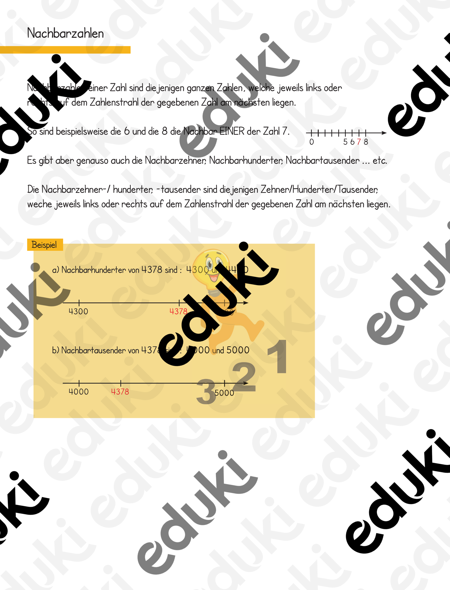 Nachbarzahlen - 4. Klasse – Unterrichtsmaterial im Fach Mathematik