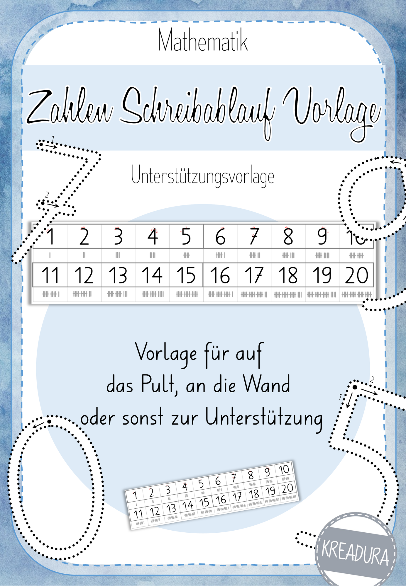 Zahl / Ziffern Vorlage zur Unterstützung – Unterrichtsmaterial im Fach