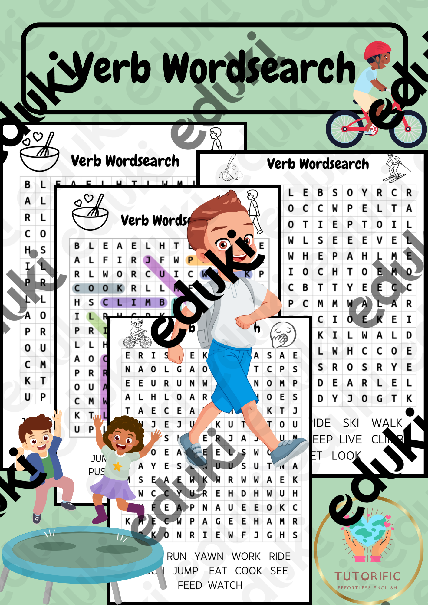 英語動詞ワードサーチ - Verb Wordsearches – 科目英語の教材