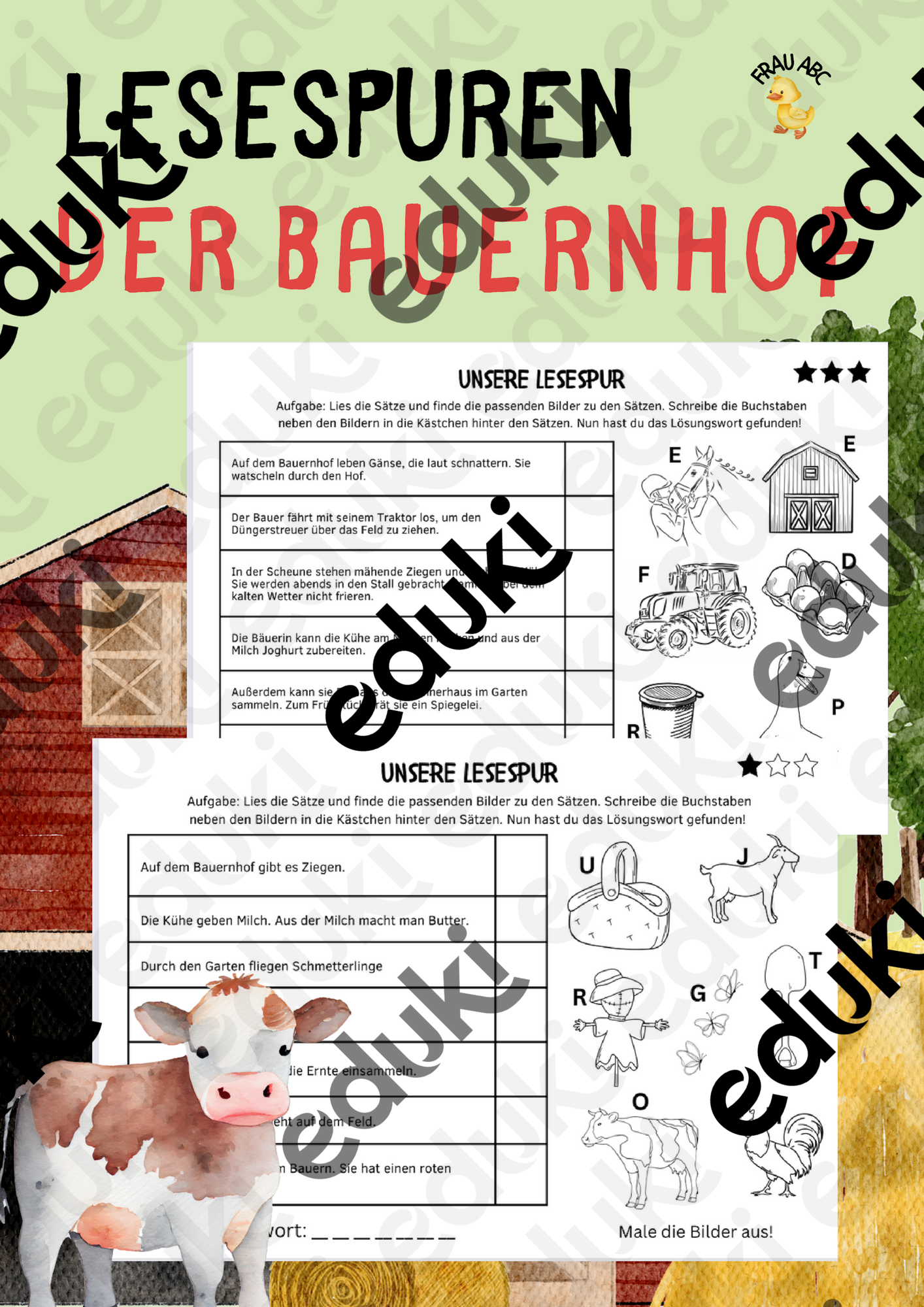 Lesespur - BAUERNHOF 🐮 - (Grundschule/DaZ) – Unterrichtsmaterial in den