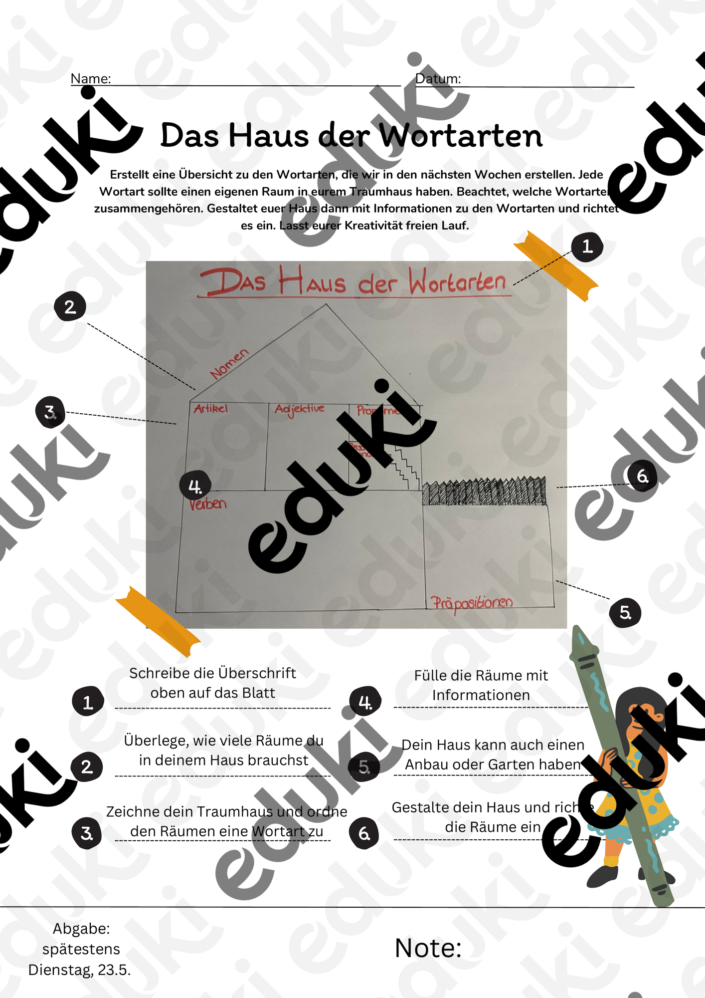 Haus der Wortarten – Unterrichtsmaterial im Fach Deutsch
