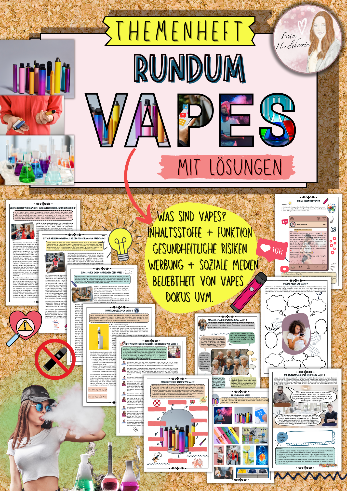 Themenheft rundum Vapes / Vapen / E-Zigaretten / Rauchen / Sucht / Beliebtheit bei Jugendlichen / gesundheitliche Risiken / soziale Medien mit Lsung (Klasse 7 8 9 10) Unterrichtsmaterial in den Fchern Biologie & Politik/Sozialkunde ... Themenheft rundum Vapes / Vapen / E-Zigaretten / Rauchen / Sucht / Beliebtheit bei Jugendlichen / gesundheitliche Risiken / soziale Medien mit Lsung (Klasse 7 8 9 10) Unterrichtsmaterial in den Fchern Biologie & Politik/Sozialkunde ...