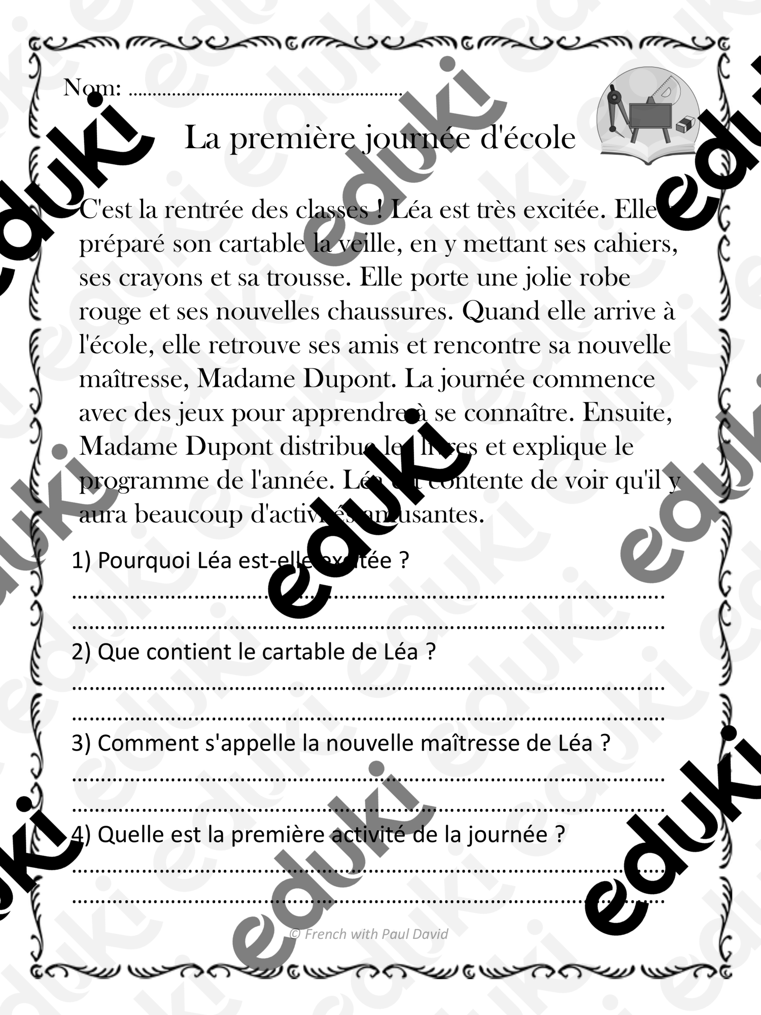 Compréhension de lecture - Rentrée scolaire (10 textes) - Ressource ...