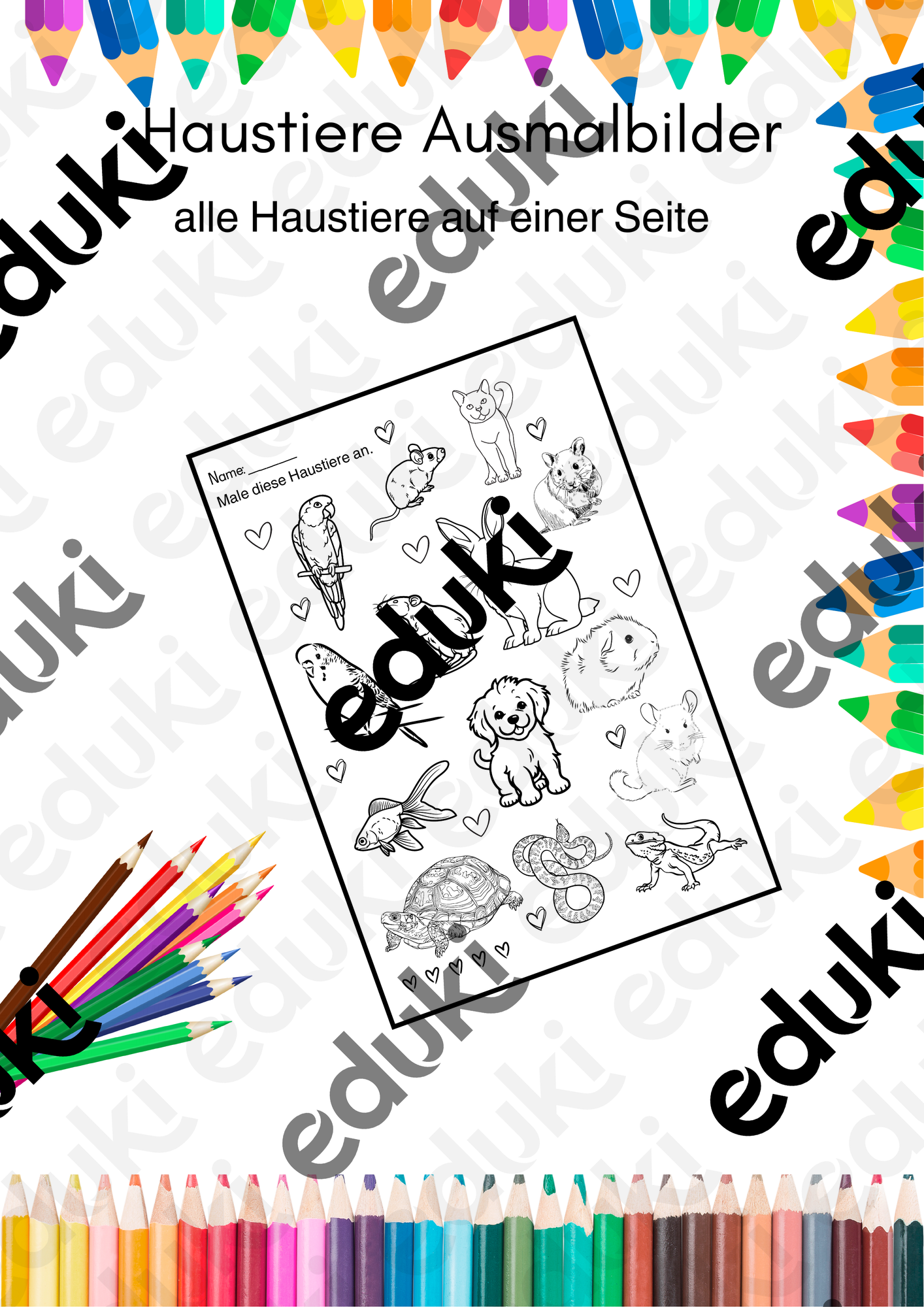 Ausmalbild 14 Haustiere – Unterrichtsmaterial in den Fächern Kunst