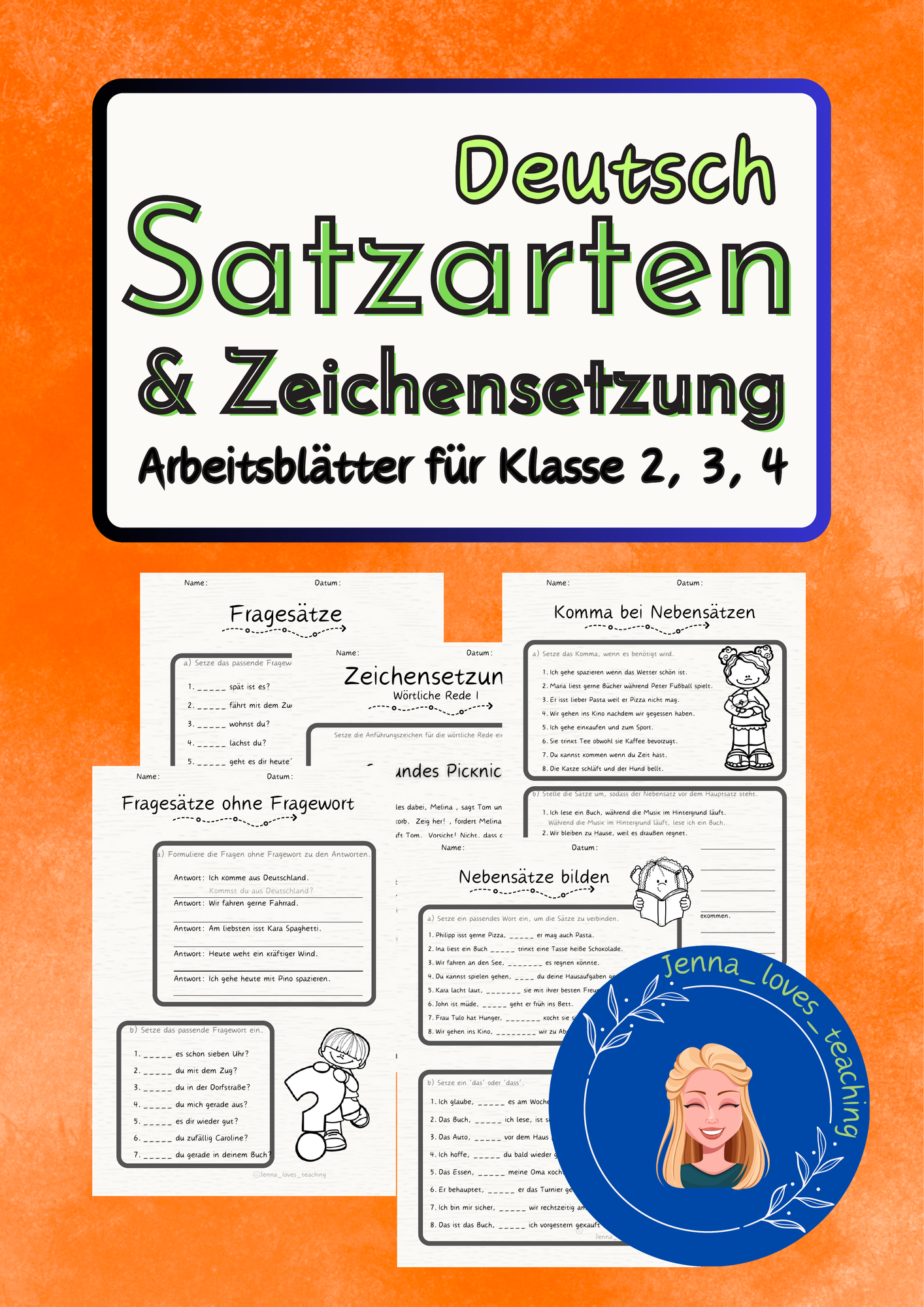 Satzarten & Zeichensetzung - Arbeitsblätter - Deutsch - Klasse 3 - 5