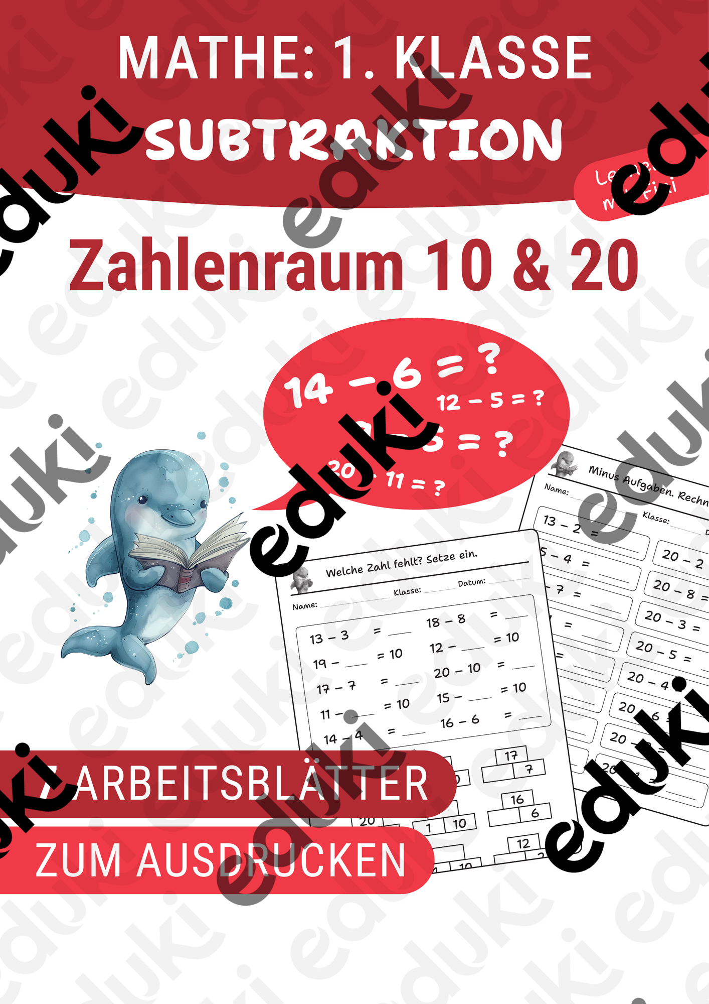 Subtraktion 1. Klasse Mathe 7 Arbeitsblätter – Unterrichtsmaterial im