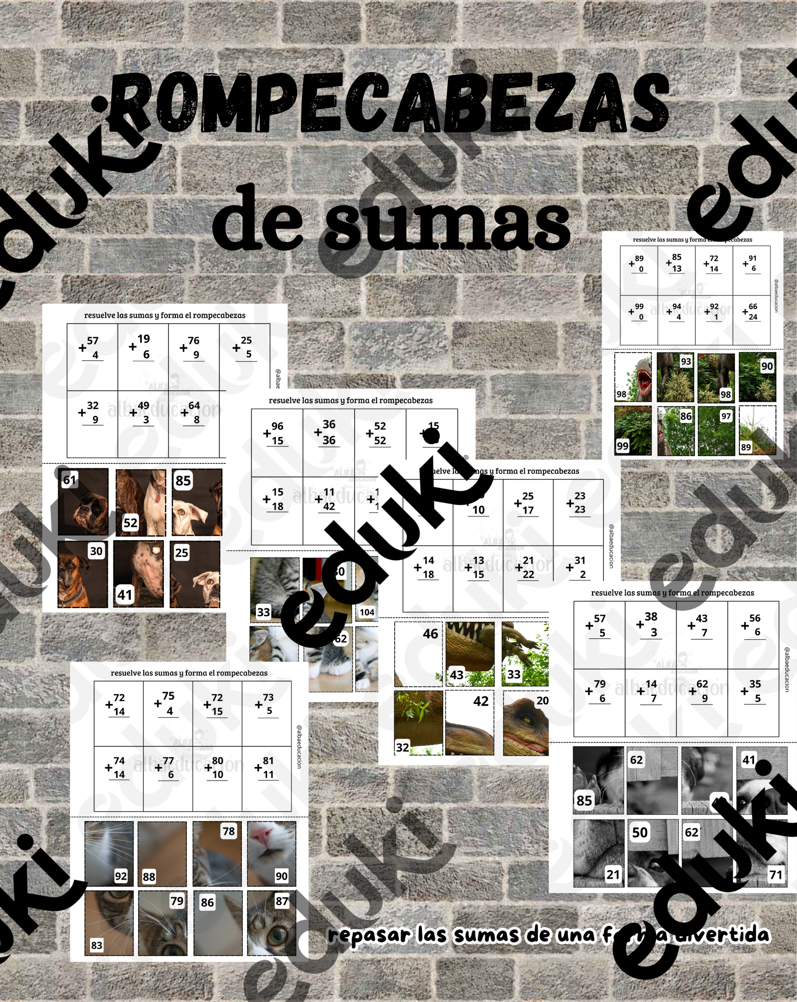 Matemáticas Puzzles Mundo Primaria Rompecabezas De Sumas Material