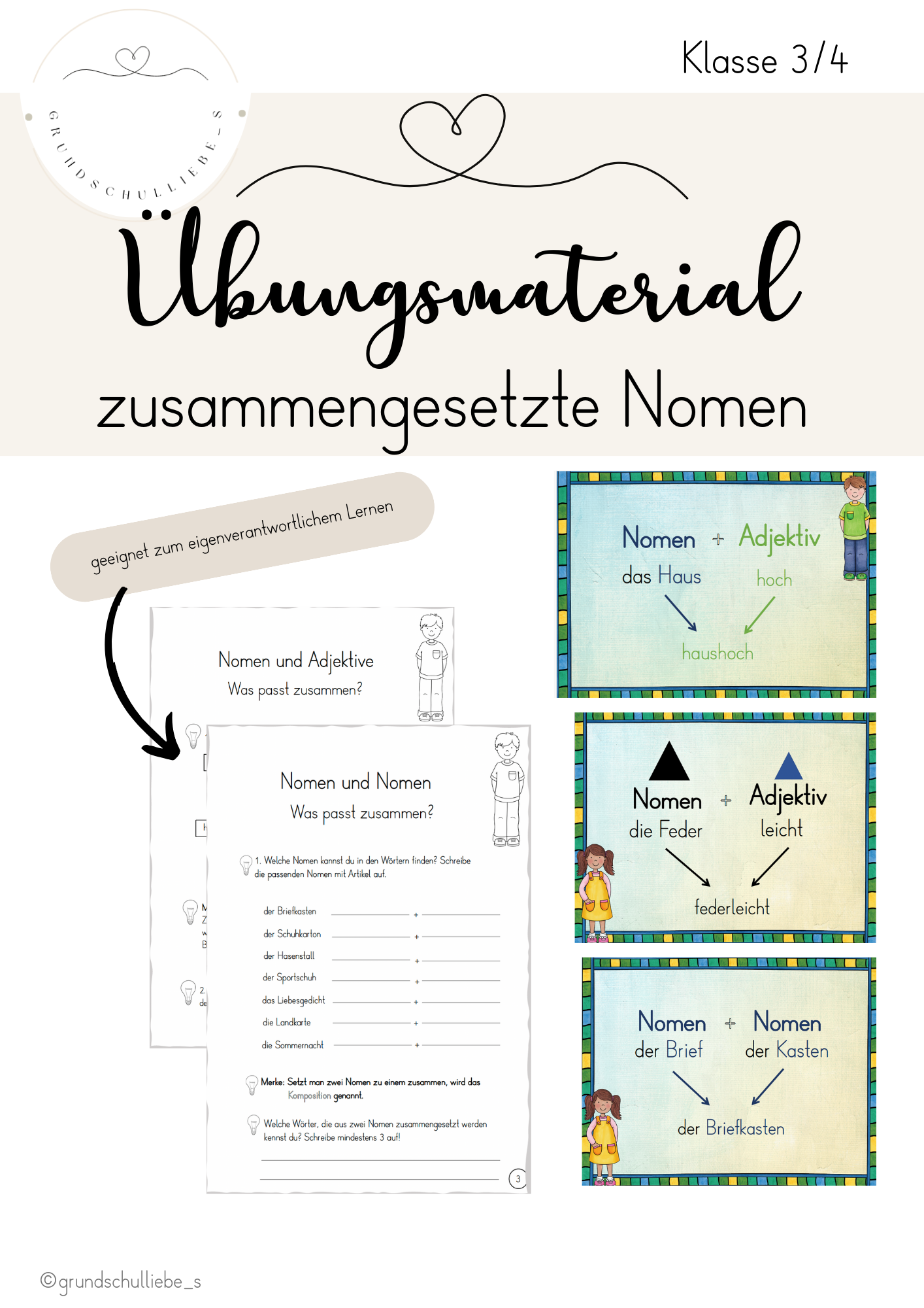 Zusammengesetzte Nomen, Verben und Adjektive + Übungsheft