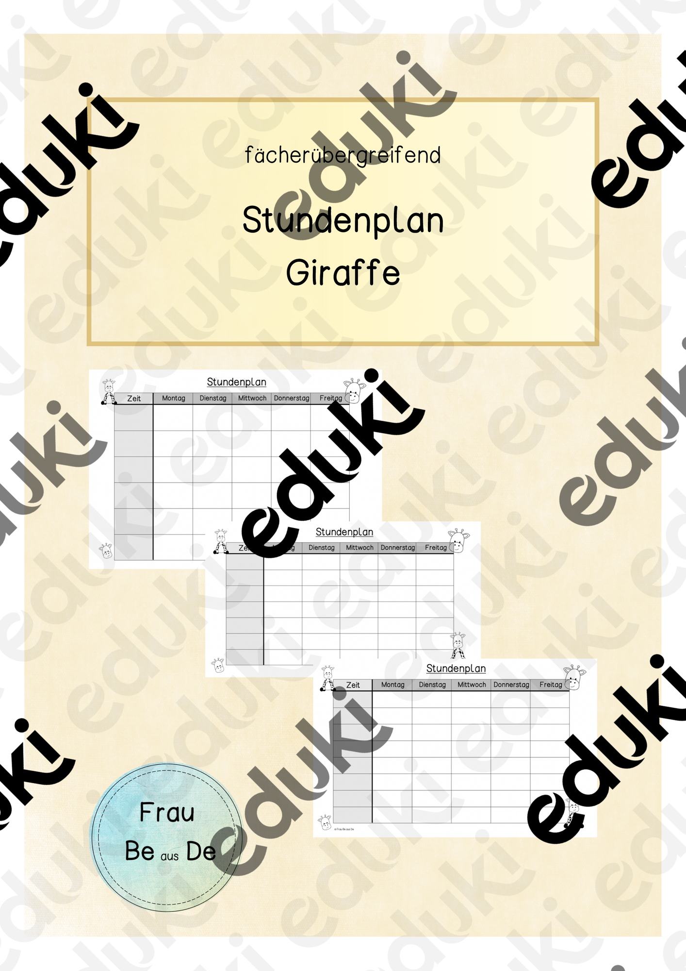 Stundenplan Giraffe – Unterrichtsmaterial im Fach Fachübergreifendes