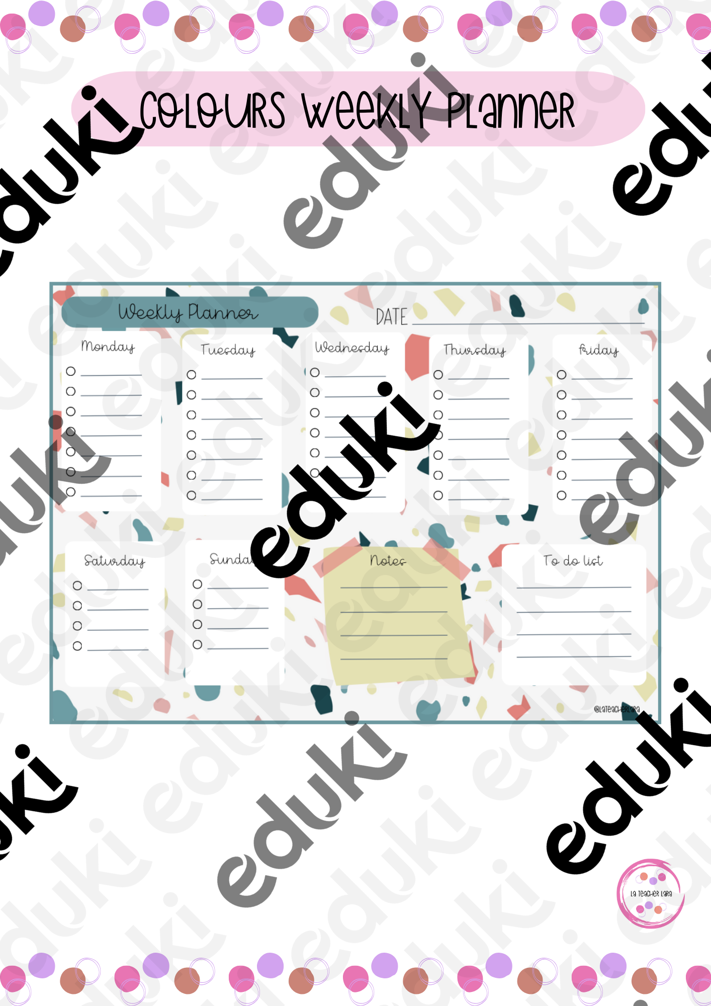 COLOURS WEEKLY PLANNER - material de la siguiente asignatura Material ...
