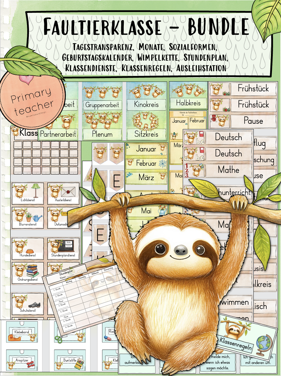 BUNDLE: Faultierklasse/ Klassentier Faultier - Classroom Management ...