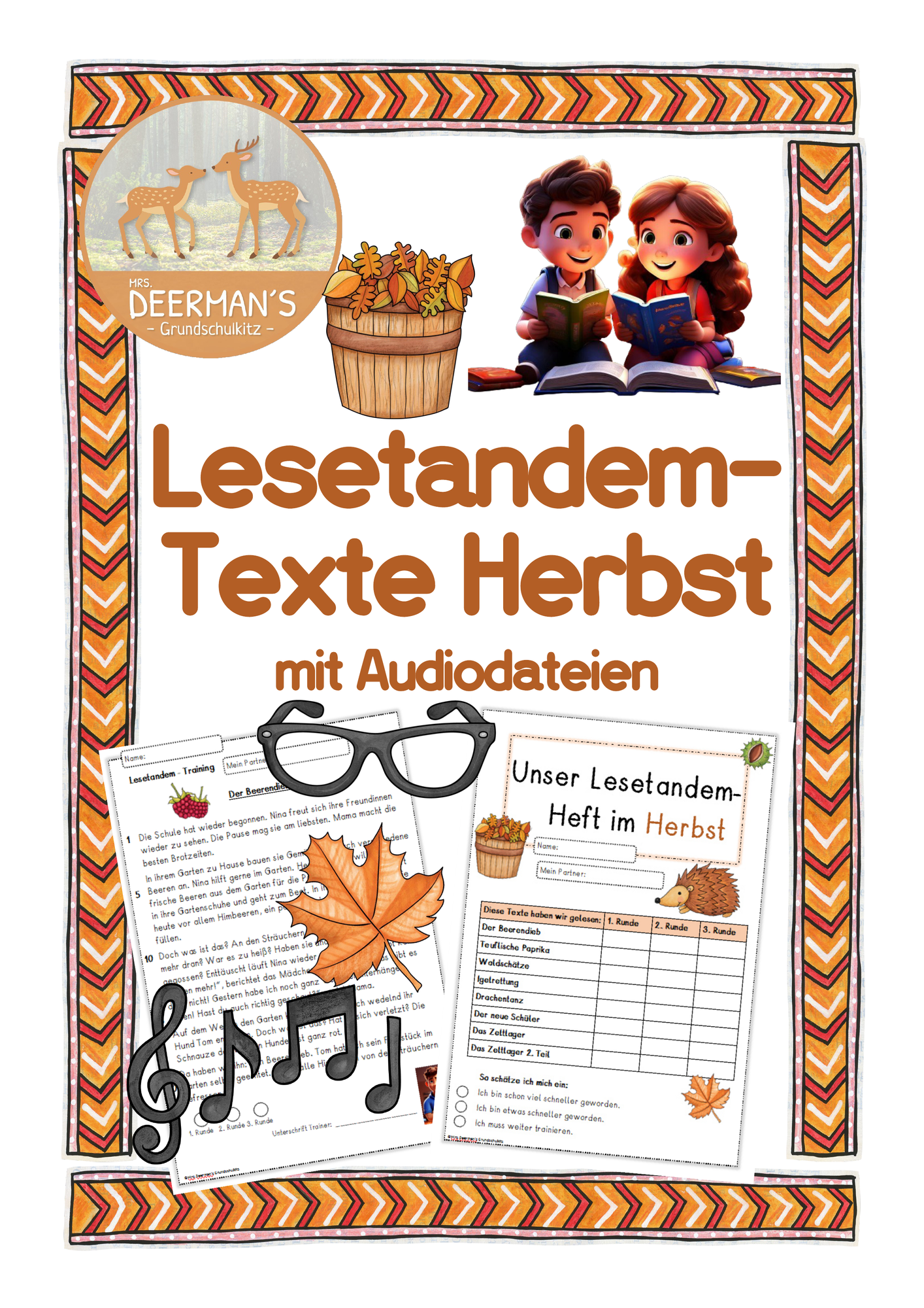Lesetandem Texte Herbst mit Audio – Unterrichtsmaterial im Fach Deutsch