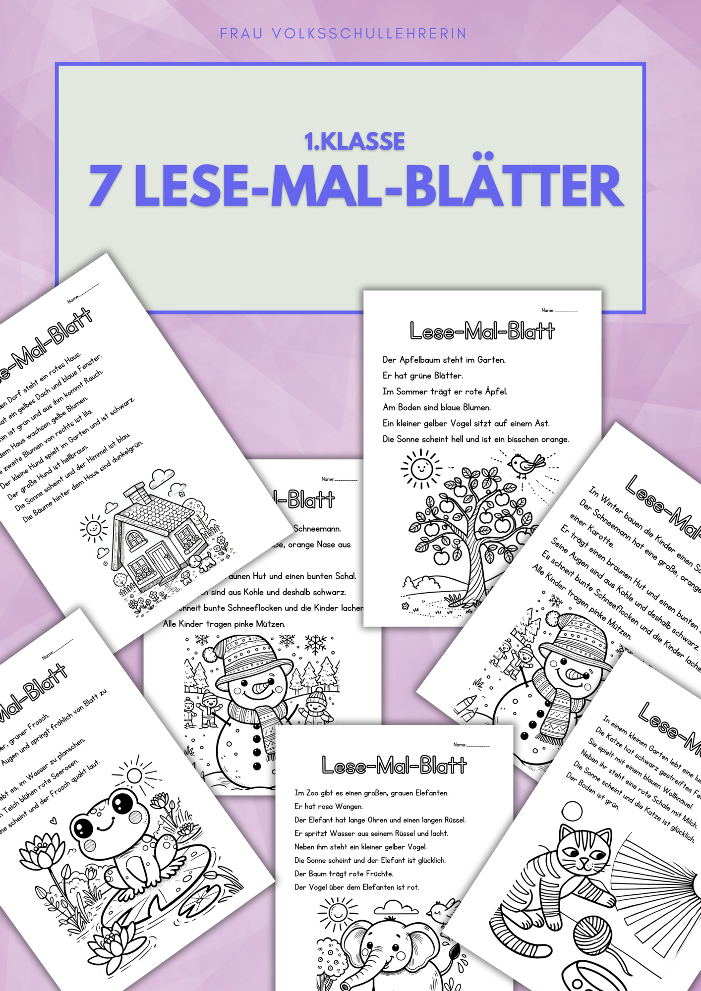 1.Klasse: 6 Lese-Mal-Blätter für Erstleser*innen – Unterrichtsmaterial ...