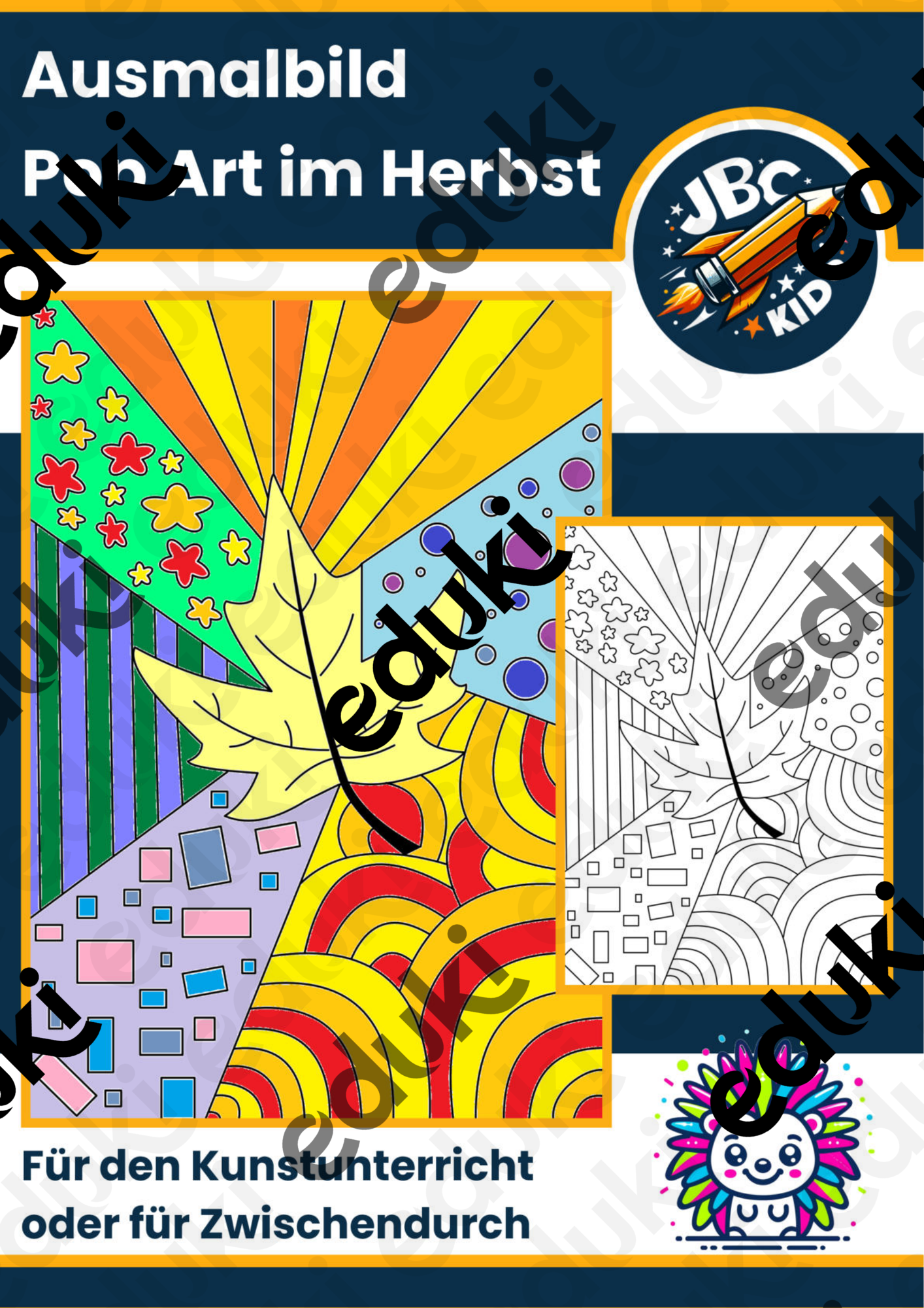 Pop Art im Herbst: Ausmalbild für die Herbstzeit – Unterrichtsmaterial