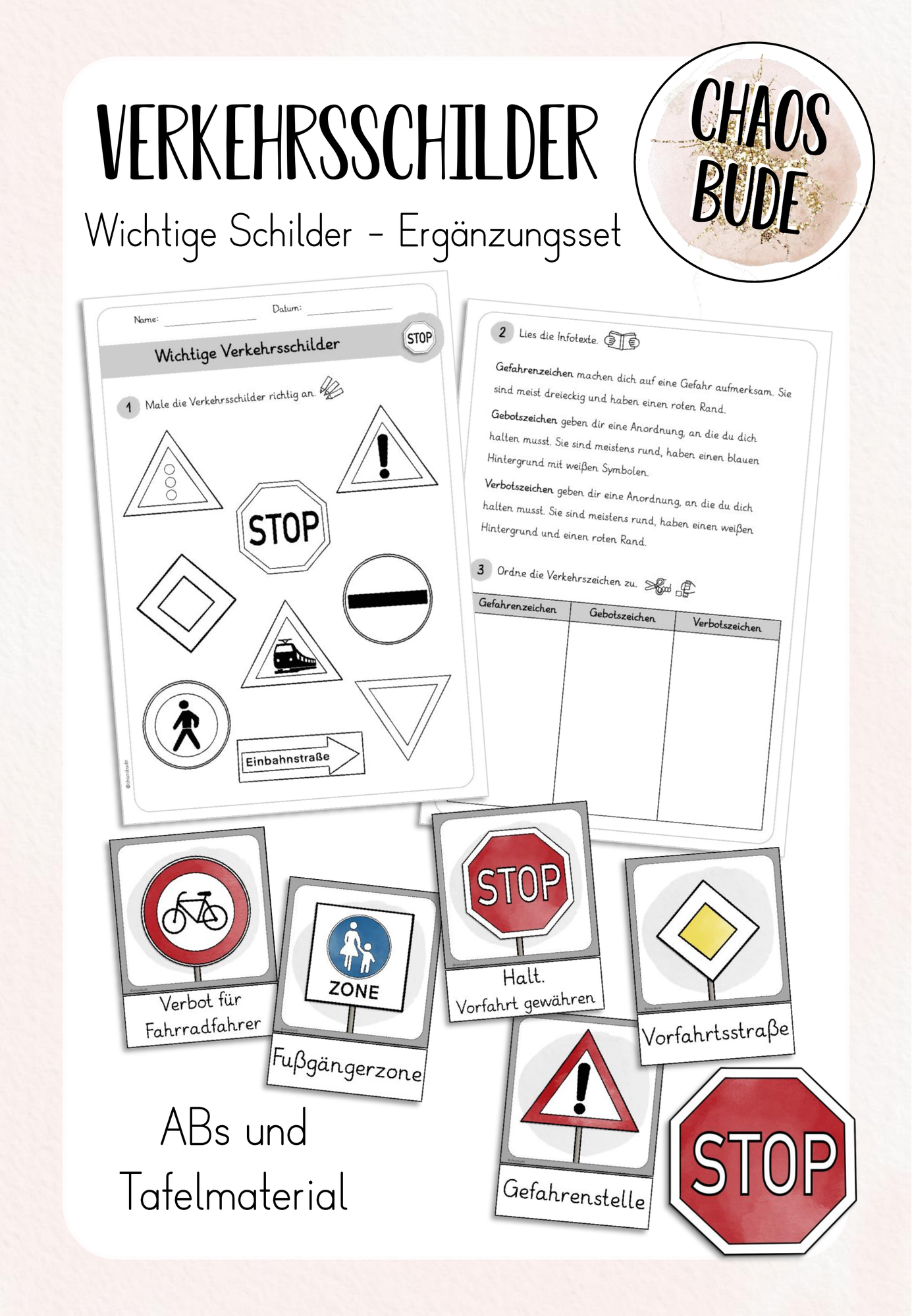 Wichtige Verkehrsschilder - Verkehrserziehung in der Grundschule